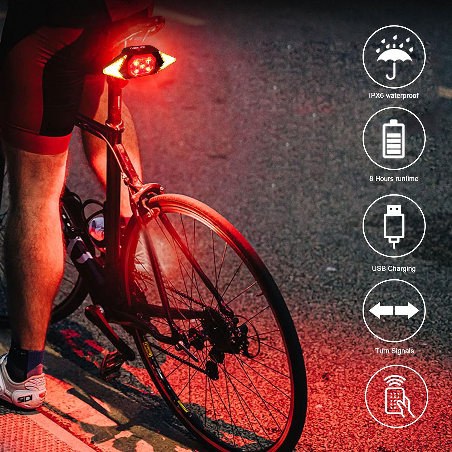 Bike Turn Signals Rechargeable Rear Bike Lights for Night Riding Luces para Bicicleta Waterproof Bike Light 2024 Bike Accessories Bike Indicators