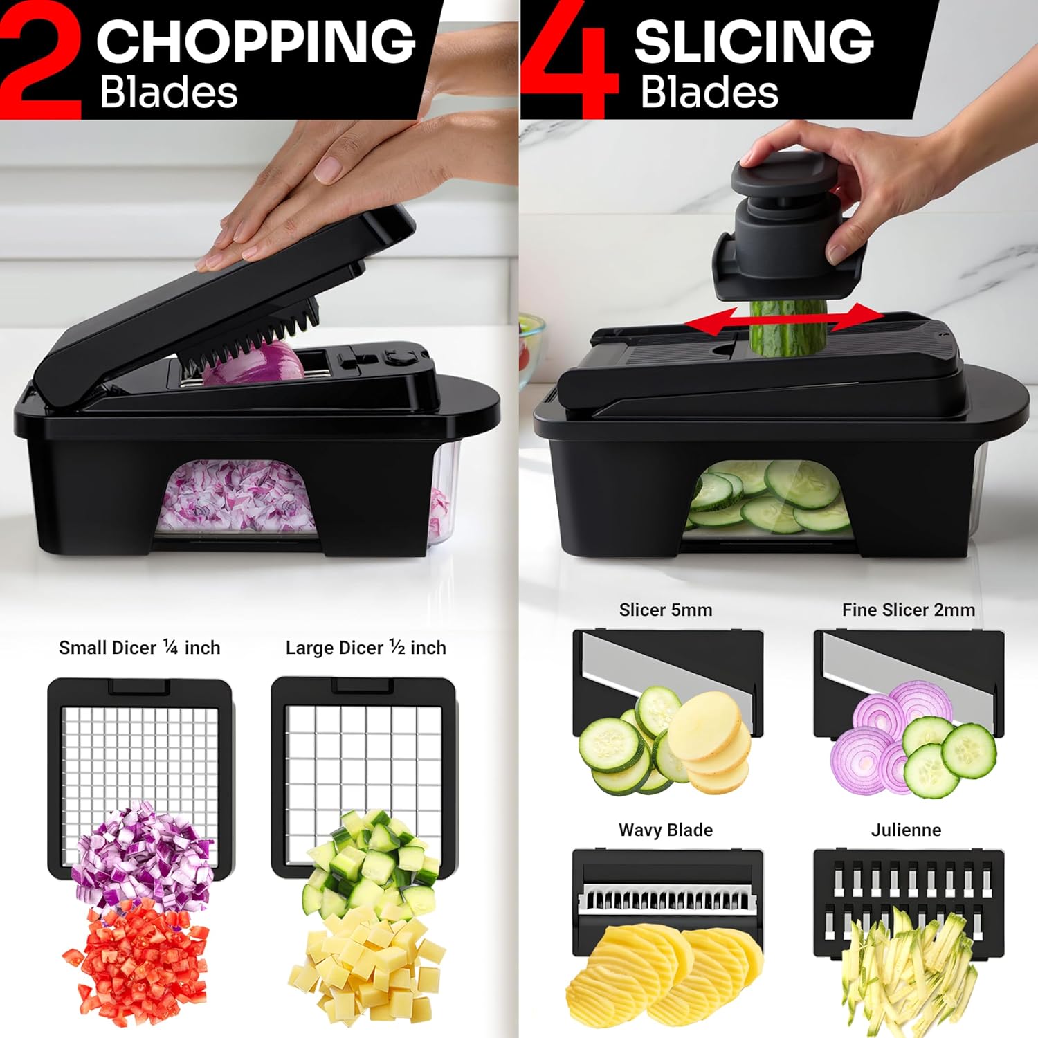 Mueller The Real Original Pro Vegetable Chopper & Mandoline Slicer, 10-in-1