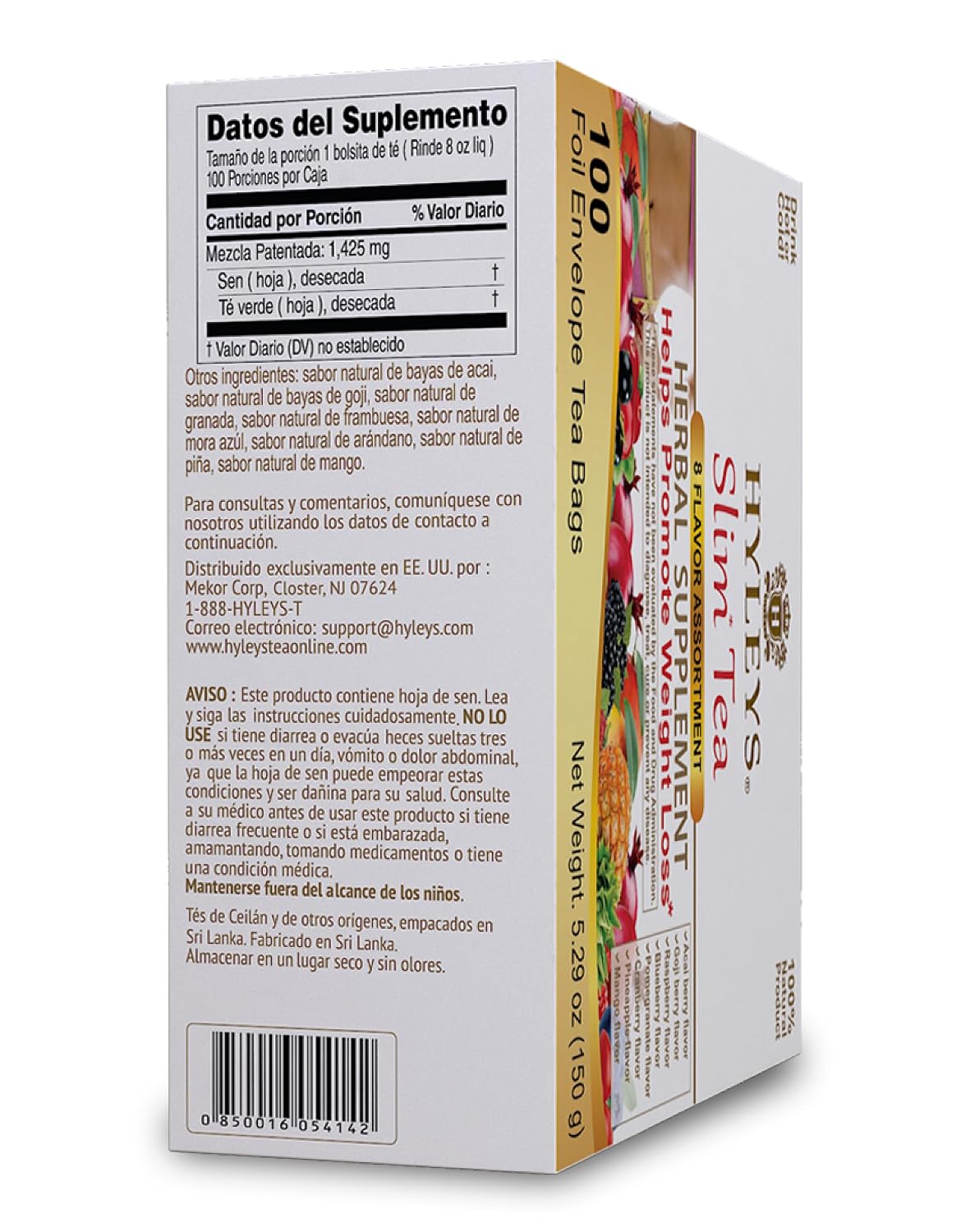 HYLEYS Slim Tea Goji Berry, Weight Loss Detox, Slimming Diet Tea, 25 Bags | Green Tea, Senna Detox & Cleanse, 3 Natural Ingredients, No Added Sugar, 1-Step Bedtime Routine, Supports Digestion
