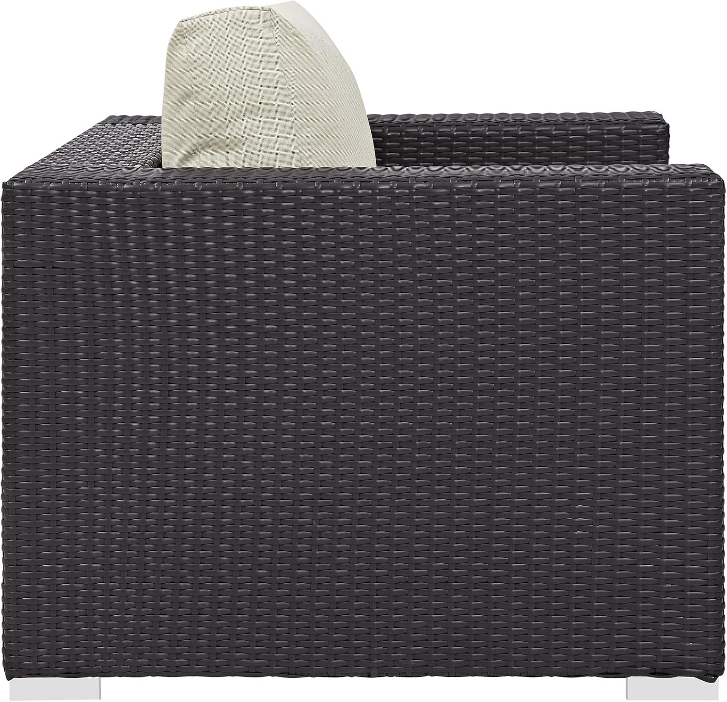 Modway Convene Wicker Rattan Outdoor Patio Loveseat in Espresso White