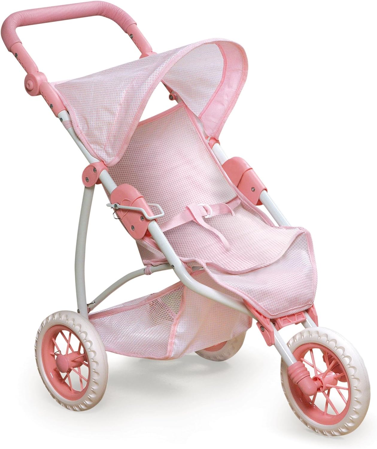 Badger Basket Foldable Jogging Style Doll Stroller - Adjustable Handle, Canopy, Straps & Basket - Fits 18-22" Dolls
