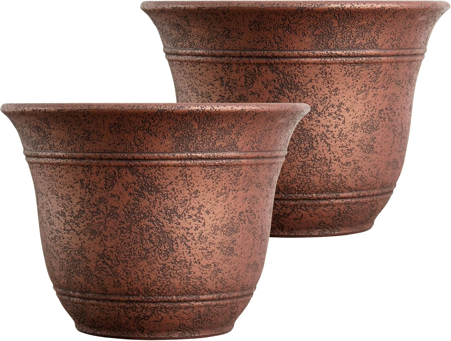 The HC Companies Sierra Round Self-Watering Pot - Lightweight Plastic Planter for Herbs & More - Durable Plant Pots for Indoor Plants & Outdoor Plants (13” Rustic Redstone, Pack of 1)