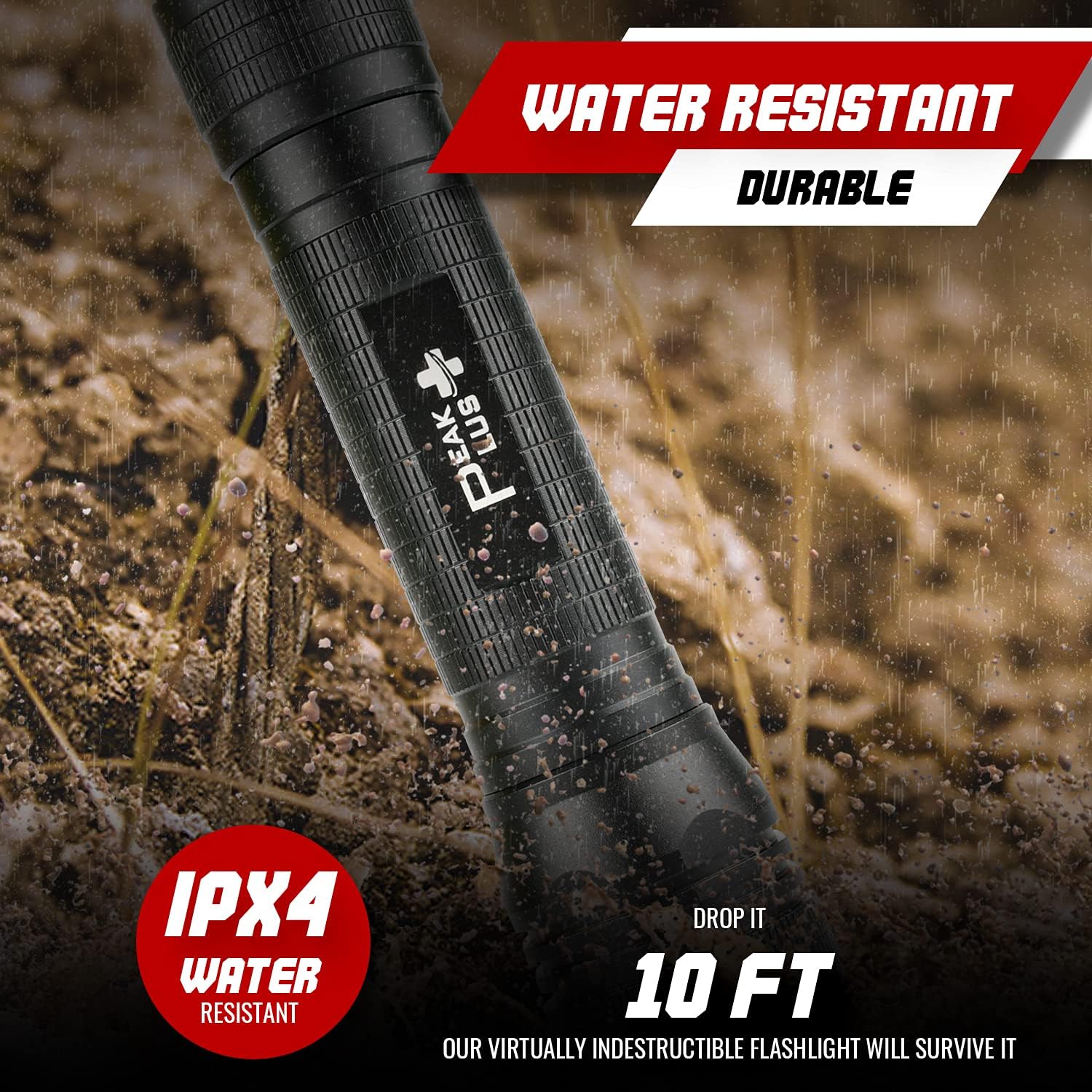 PeakPlus High Powered LED Flashlight LFX2000, Brightest High Lumen Light with 5 Modes, Zoomable and Water Resistant, Best Flashlights for Camping