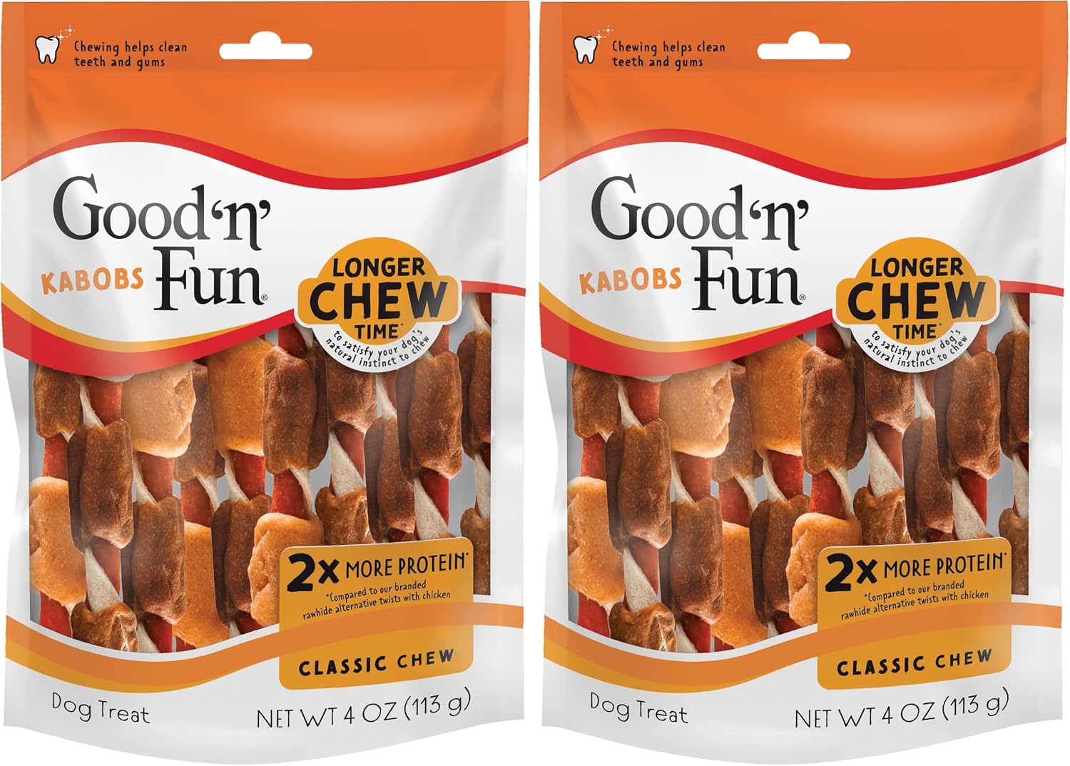 Good 'n' Fun Kabobs Long-Lasting Dog Treat Made With Real Protein, 18 Count | Premium Chicken, Pork and Beef Hide Chew, Supports Dental Health and Mental Stimulation, For Adult Dogs