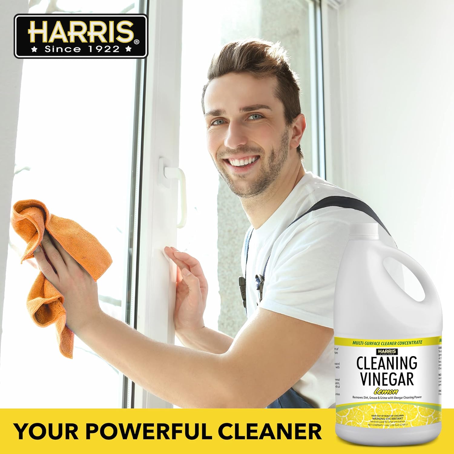 Harris Multi-Purpose Vinegar Household Surface Cleaner, Orange Scent, 128oz, Easy Pour Funnel Included