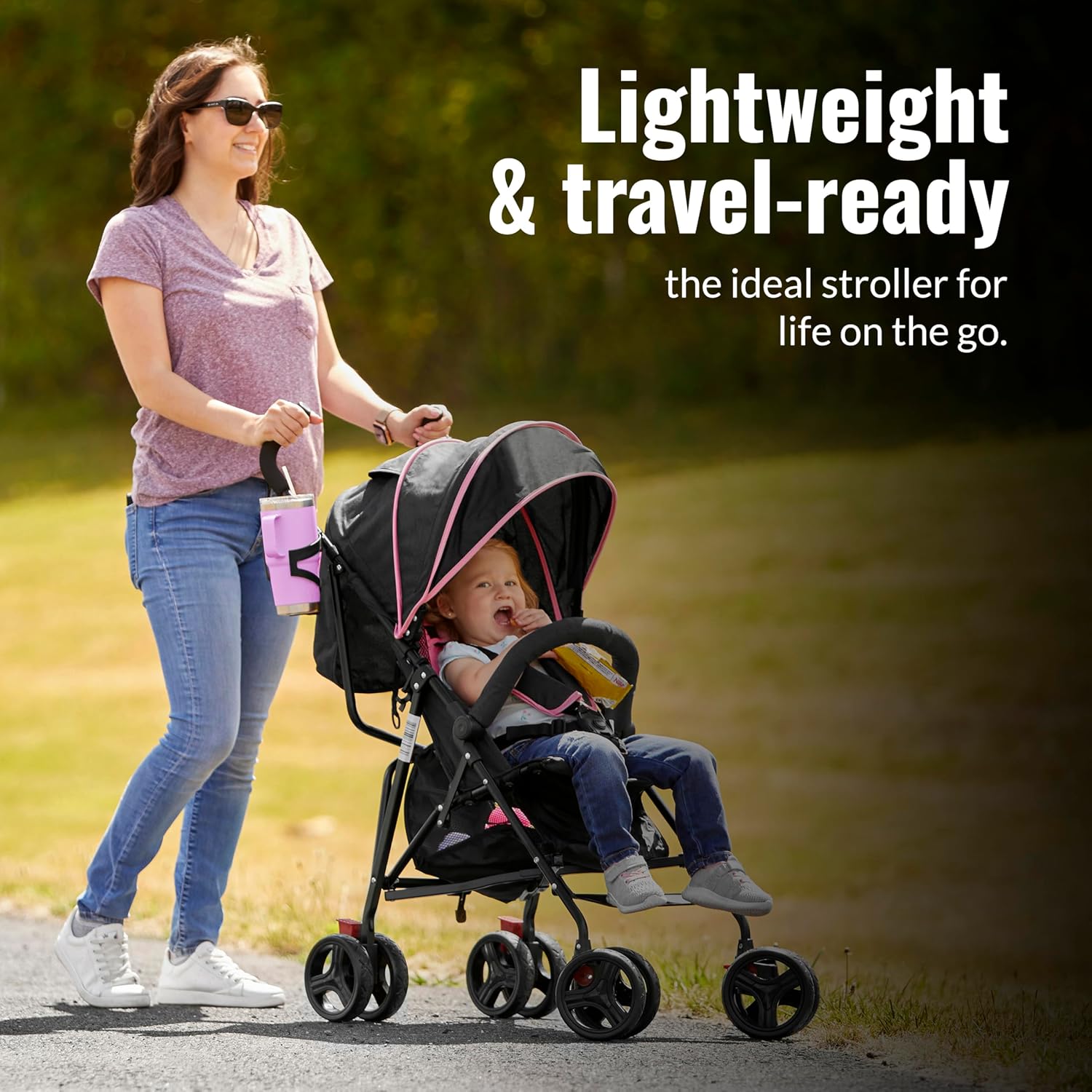 Dream On Me Vista Moonwalk Baby Stroller in Light Gray, Lightweight Infant Stroller with Compact Fold