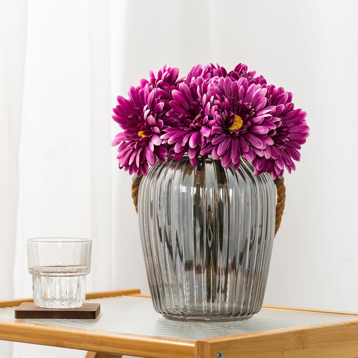 TOPIA Artificial African Daisies Flowers African Daisy Silk Flowers Artificial Gerbera Daisies Pack of 10 (Yellow)