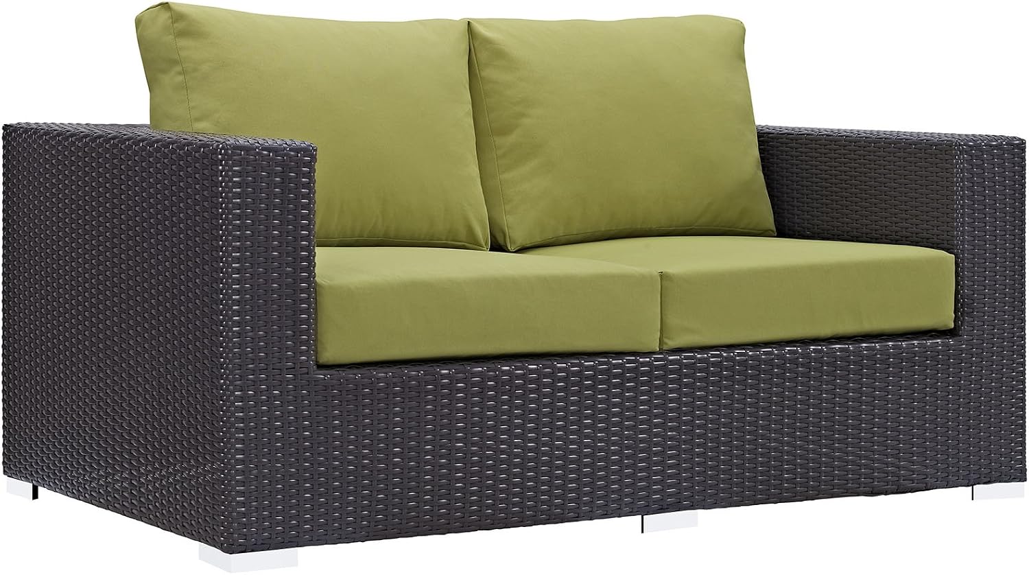Modway Convene Wicker Rattan Outdoor Patio Loveseat in Espresso White