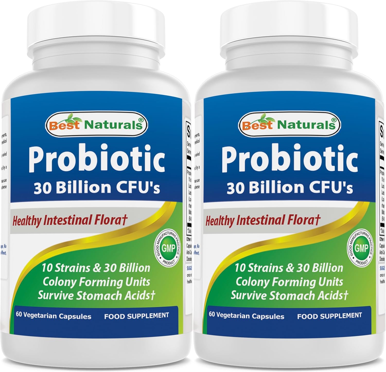 Best Naturals Probiotic 10 Strains & 30 Billion CFU Intestinal Flora, 60 Veggie Capsules (60 Count (Pack of 1))