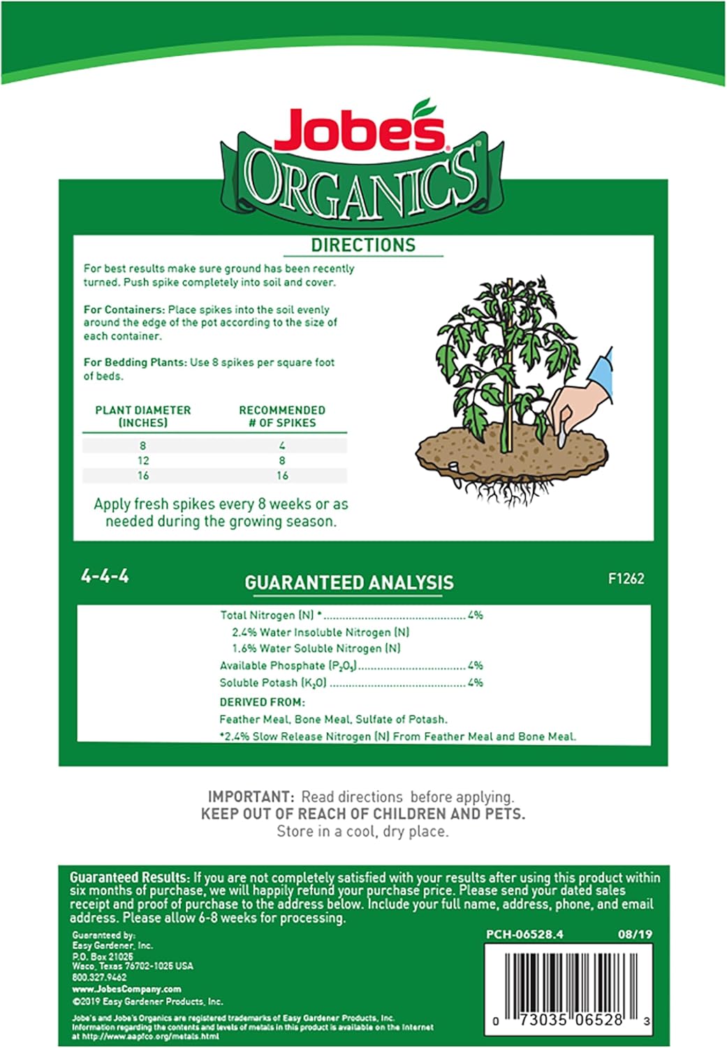 Jobe’s Organics All Purpose Fertilizer Spikes, Easy Plant Care Fertilizer for Vegetables, Flowers, Shrubs, Trees, and Plants, 50 Count