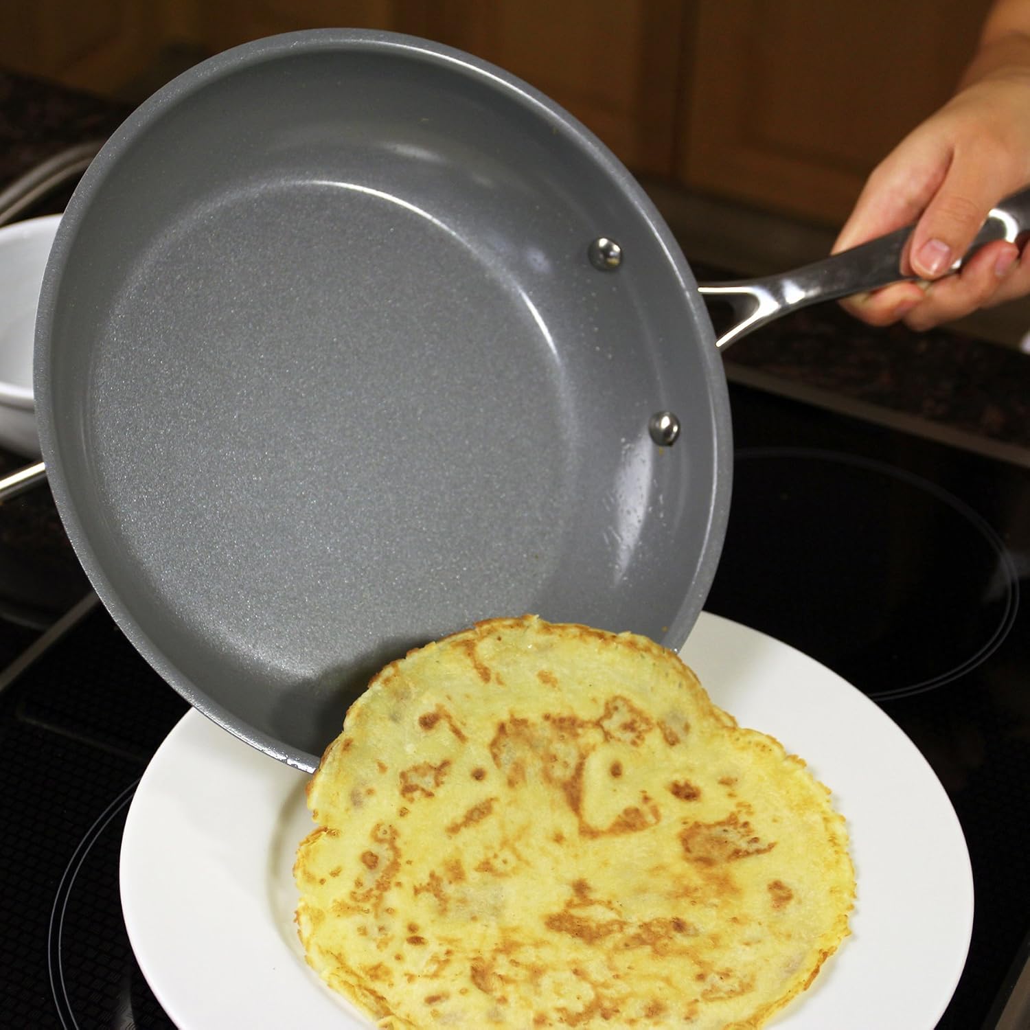 Chantal Induction 21 Steel 1 quart NonStick Saucepan with Tempered Glass Lid, Ceramic Non Stick, Brushed Stainless Steel