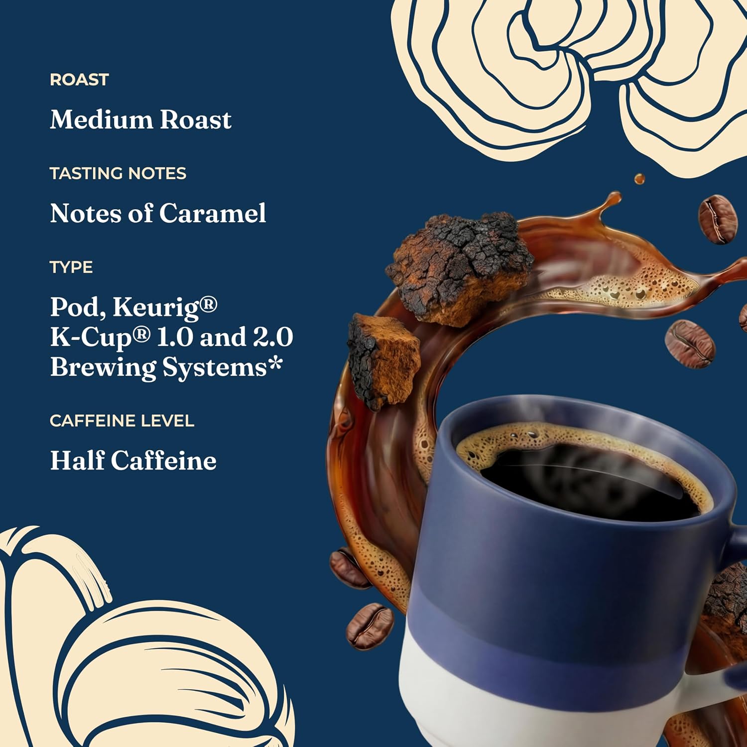 Four Sigmatic Mushroom Coffee K-Cups | Organic Dark Roast Coffee with Lion’s Mane Mushroom Powder & Yacon | Focus & Immune Support | Vegan & Keto