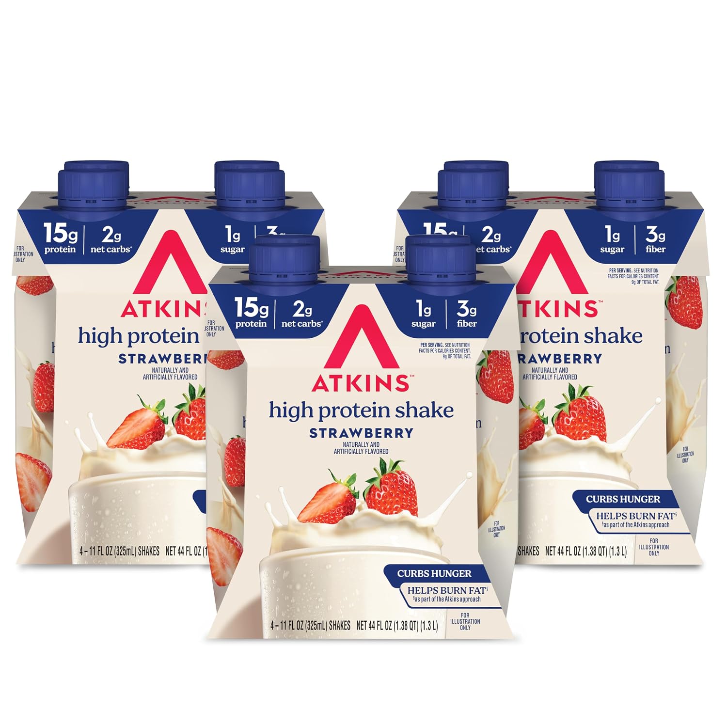 Atkins Milk Chocolate Delight High Protein Shake, 15g Protein, 12 Count | 15g Protein, 3g Fiber, 2g Net Carb, 1g Sugar, Chocolate Flavored, Keto Friendly, Ready to Drink, 12 Count