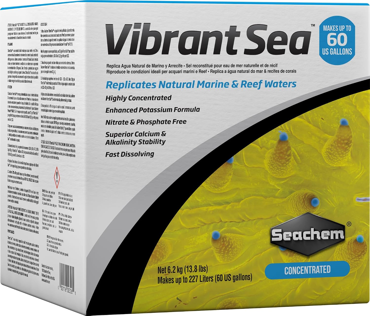 Seachem Vibrant Sea- Highly Concentrated Synthetic Sea Salt 60 Gallons (326)