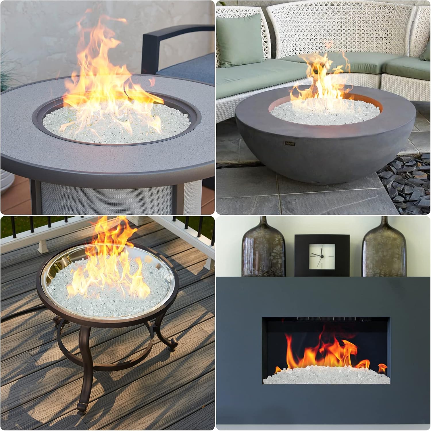 Onlyfire 10 lbs Fire Glass Rocks for Gas Propane Fire Pit and Fireplace