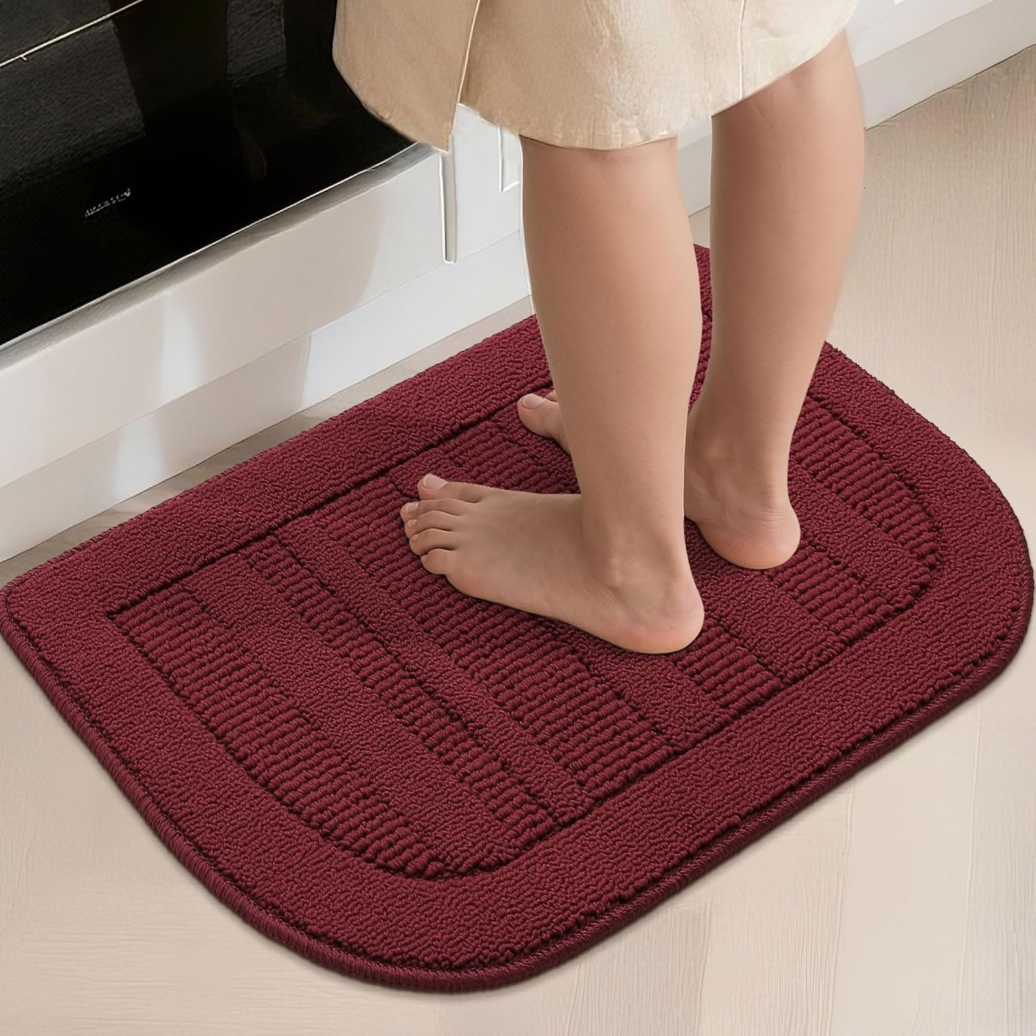 BEQHAUSE 30x18 Inch Kitchen Rugs Non Slip Washable Kitchen Sink Rug, Green
