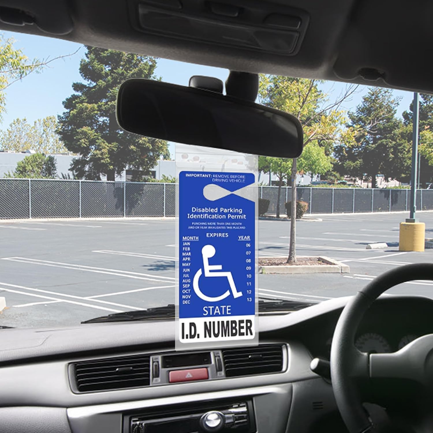 LotFancy Handicap Placard Holder, Ultra Transparent Disabled Parking Permit Protector Sleeve, 2Pcs Handicapped Placard Cover for Auto, with Large Hook