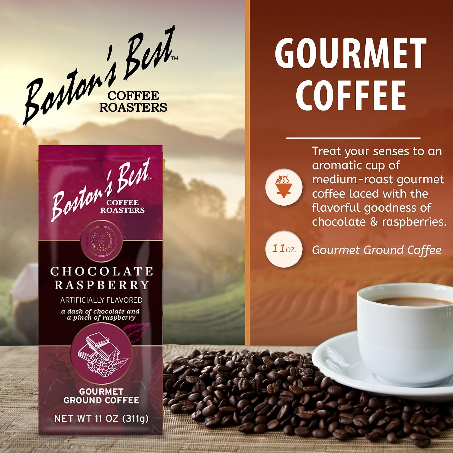 Boston’s Best Coffee - Fall-Inspired Pumpkin Spice Medium Roast Gourmet Delicious Flavored Coffee, Premium Ground - 11 oz. / 311 g Bag