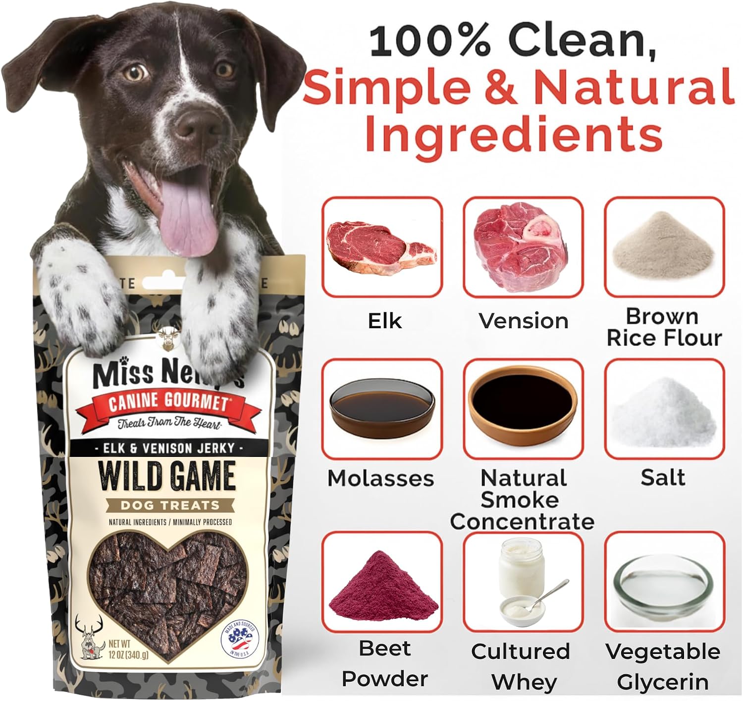 Miss Nelly's- All Natural Beef Jerky Dog Treats Made in USA Only, 16 oz Bag