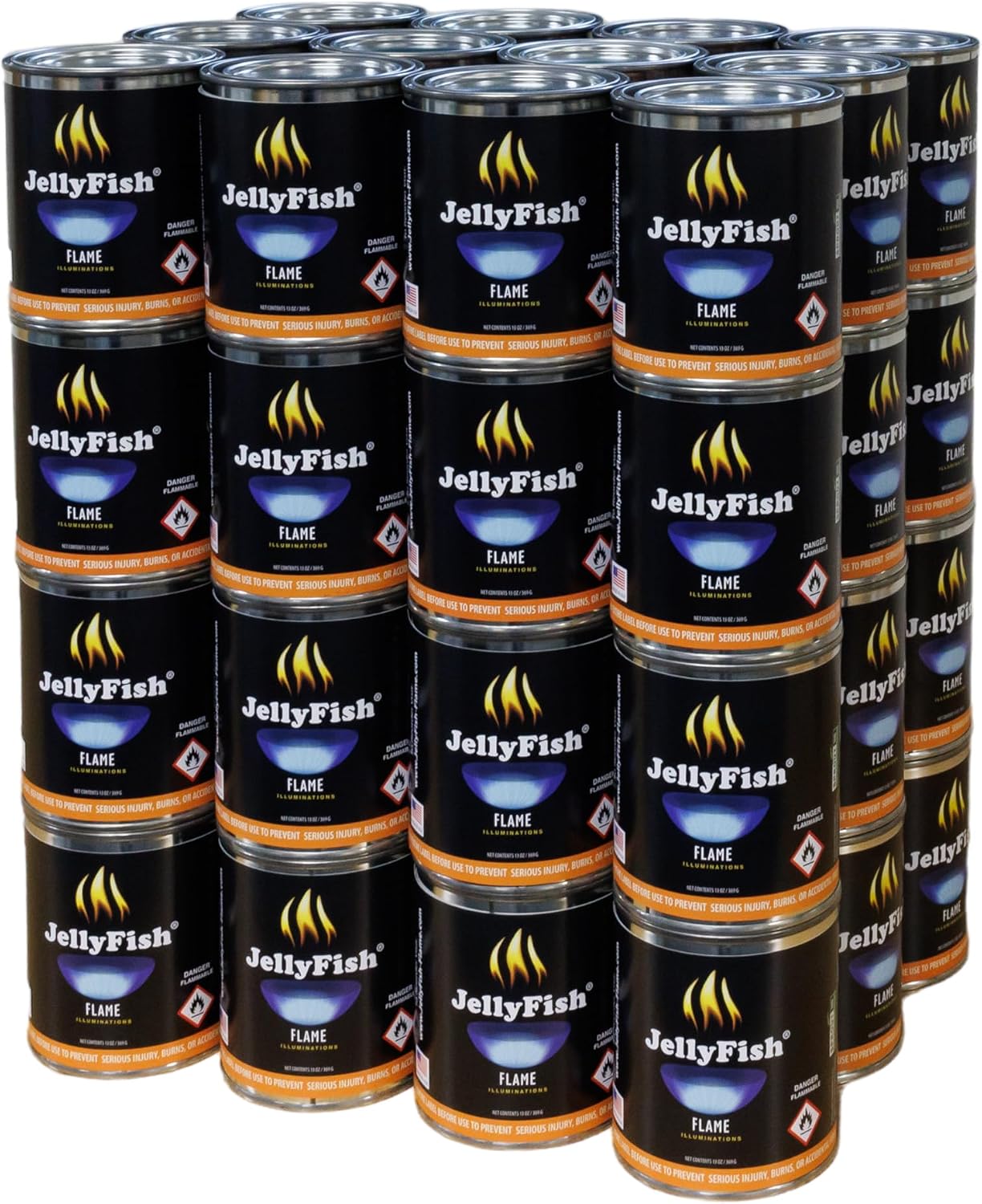 Real JellyFish Flame Premium Gel Fuel 48 Cans Indoor or Outdoor Made in USA 13oz