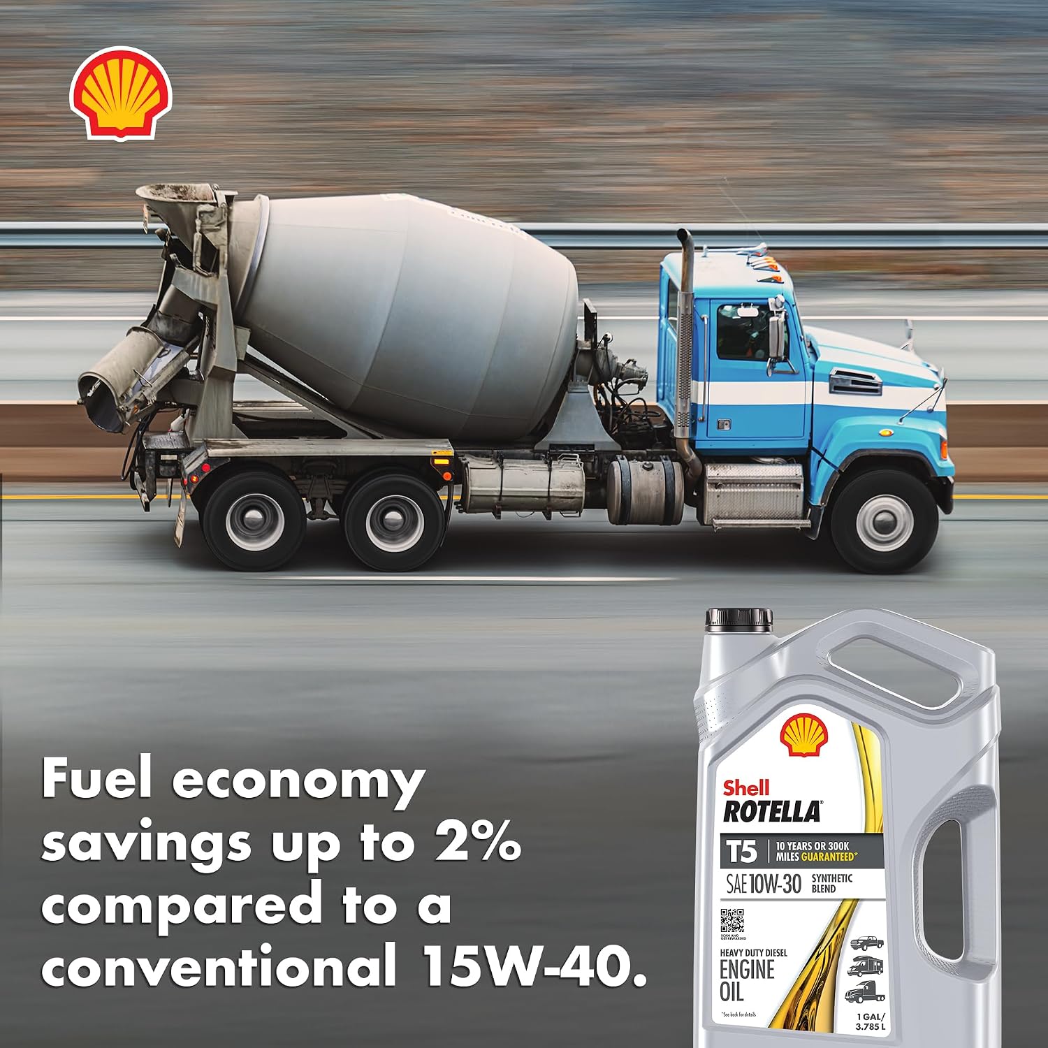 Shell Rotella T5 Synthetic Blend 15W-40 Diesel Engine Oil, 1 Gallon (3 Pack)