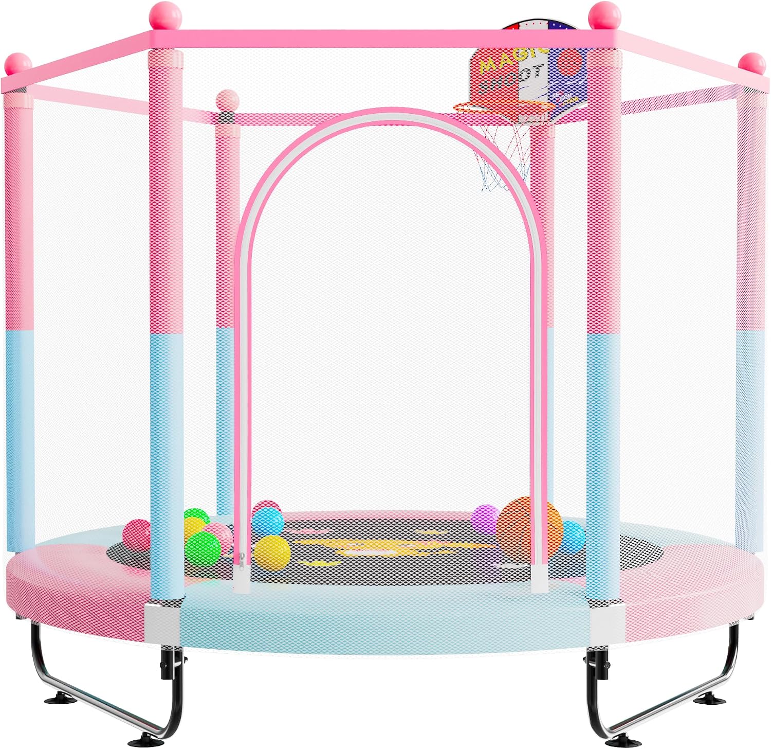 VGMiu 60" Trampoline for Kids, Toddler Trampoline Indoor with Net, Age 3-8