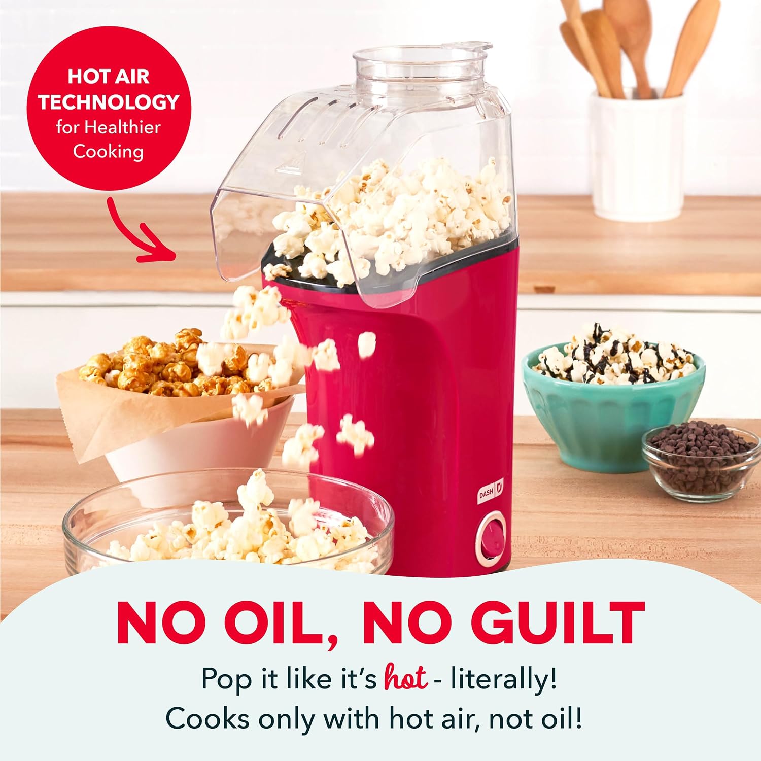Dash Fresh Pop Popcorn Maker, 16-Cup Hot Air Popper, Aqua | Electric Popcorn Machine, Oil-Free Air Popped Popcorn, Built-In Measuring Cup & Butter Melting Tray, Movie Night Snacks