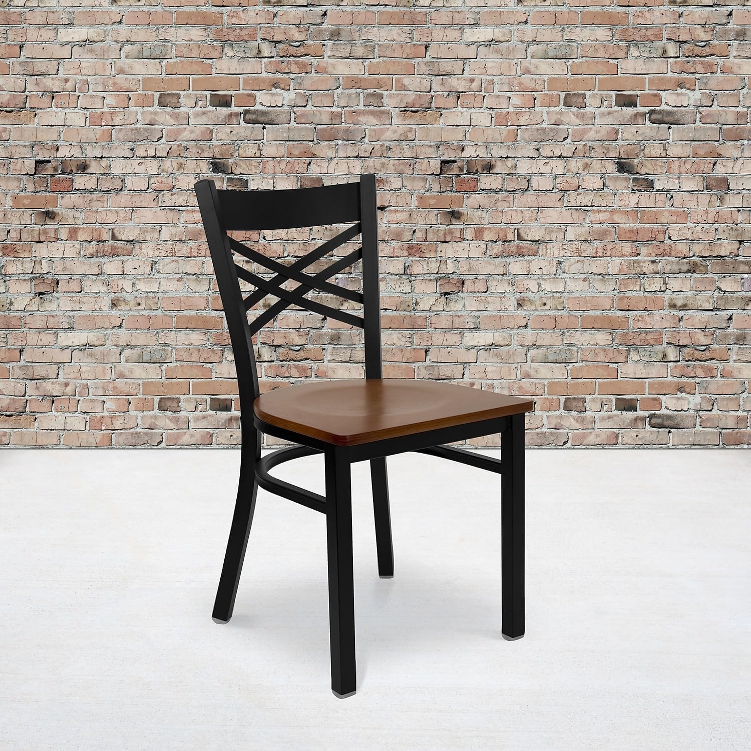 Flash Furniture Hercules Series "X" Back Metal Restaurant Chairs, Modern Upholstered Armless Dining Chairs for Restaurants/Kitchens, Set of 2, Black