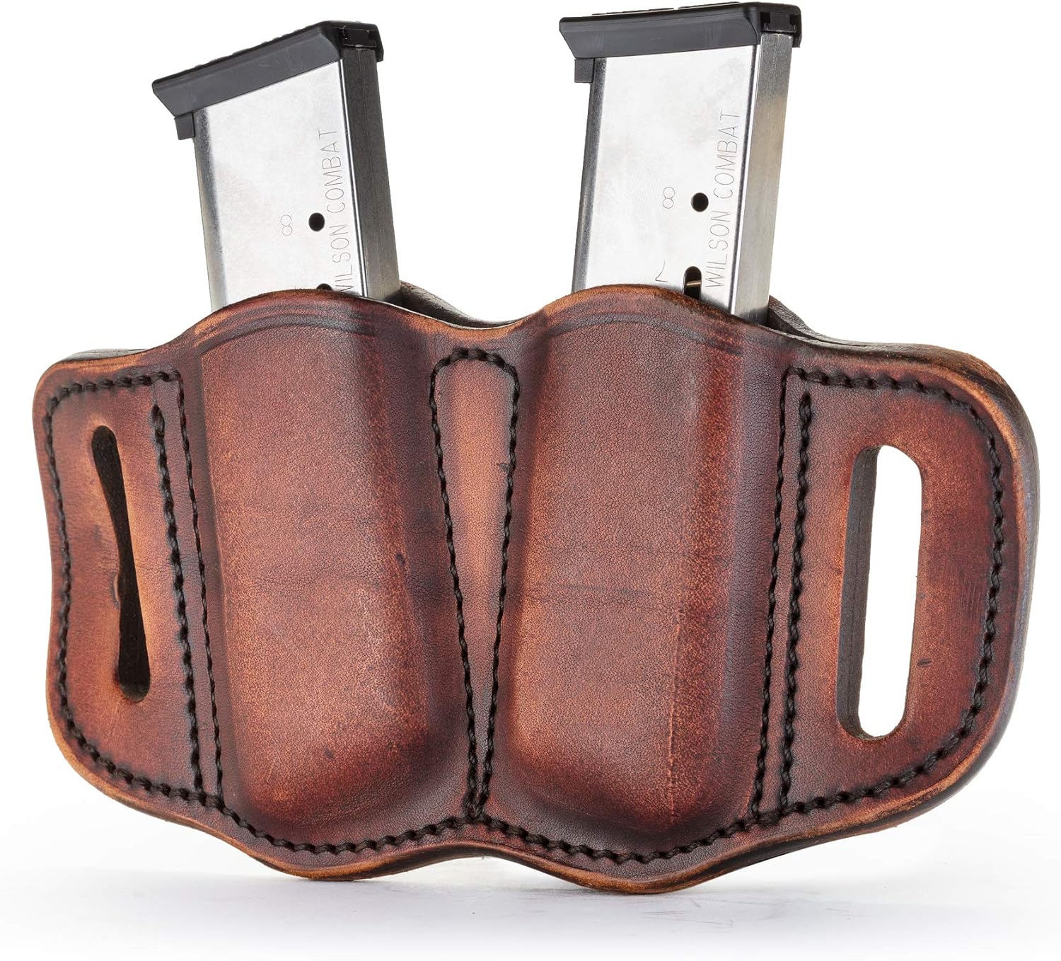 1791 Gunleather Double Mag Pouch, Single Stack 9mm, 40, 45 Magazine Holder | Double magazine pouch fits most 1911 single stack mags, handcrafted with 100% American steerhide leather