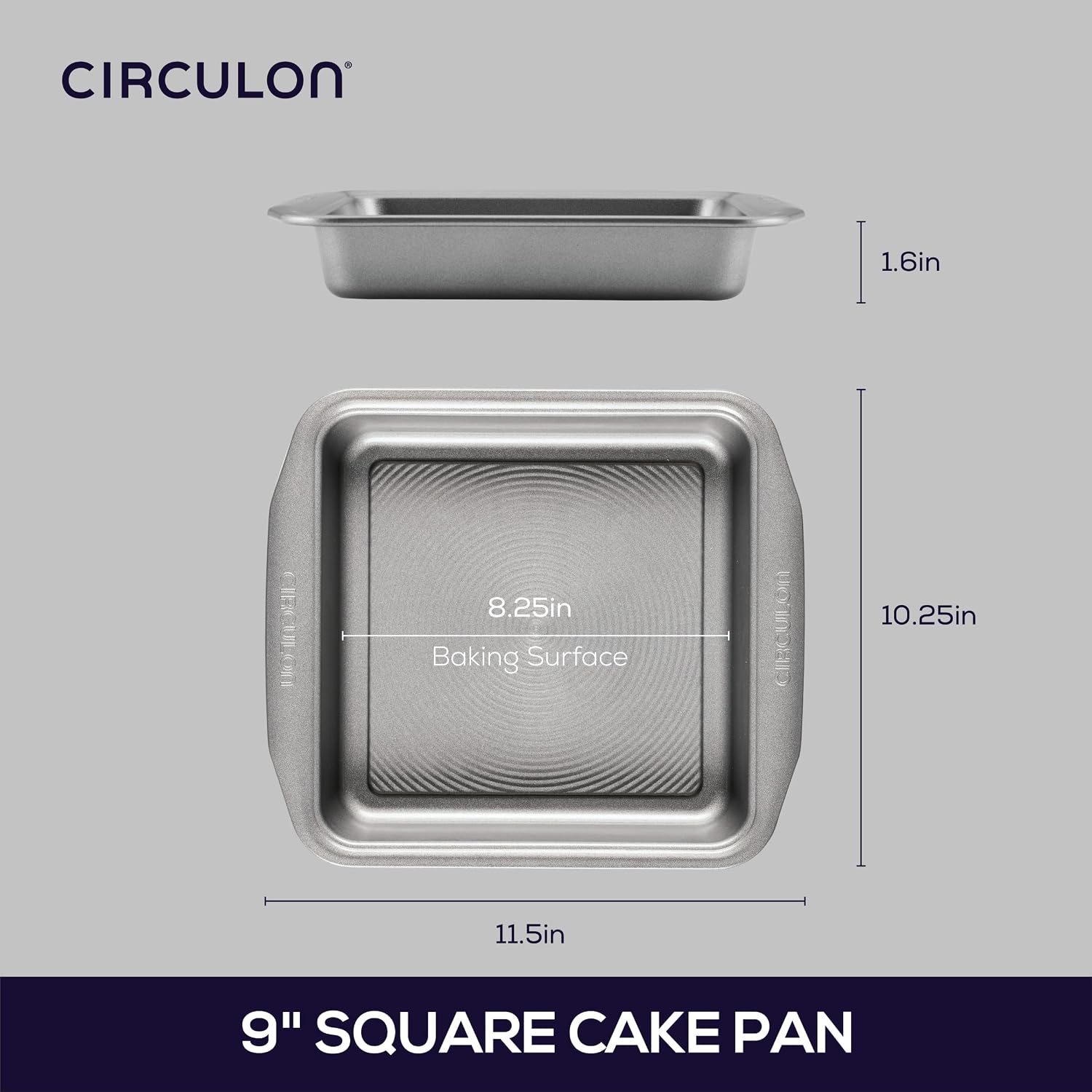Circulon Nonstick Bakeware Rectangle Baking Pan / Cake Pan, 9 Inch x 13 Inch, Gray