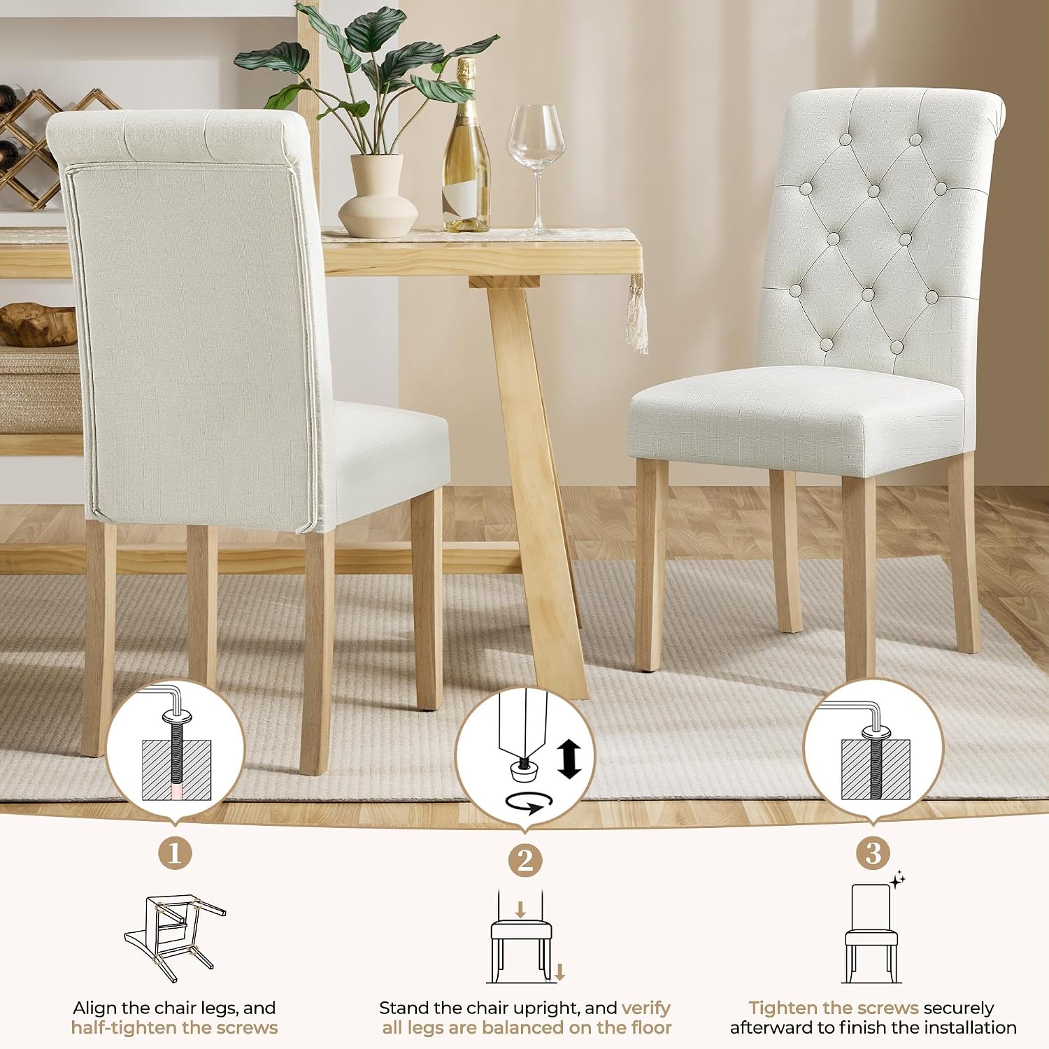 Yaheetech Dining Chairs Set of 2 Modern Upholstered Parson Chairs Dark Gray