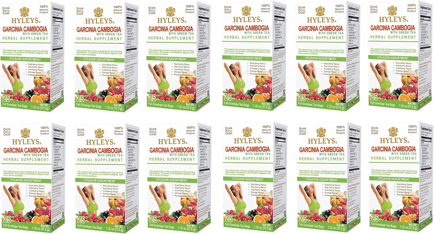 HYLEYS Tea Garcinia Cambogia Green Tea 5 Flavors Assortment - 25 Tea Bags