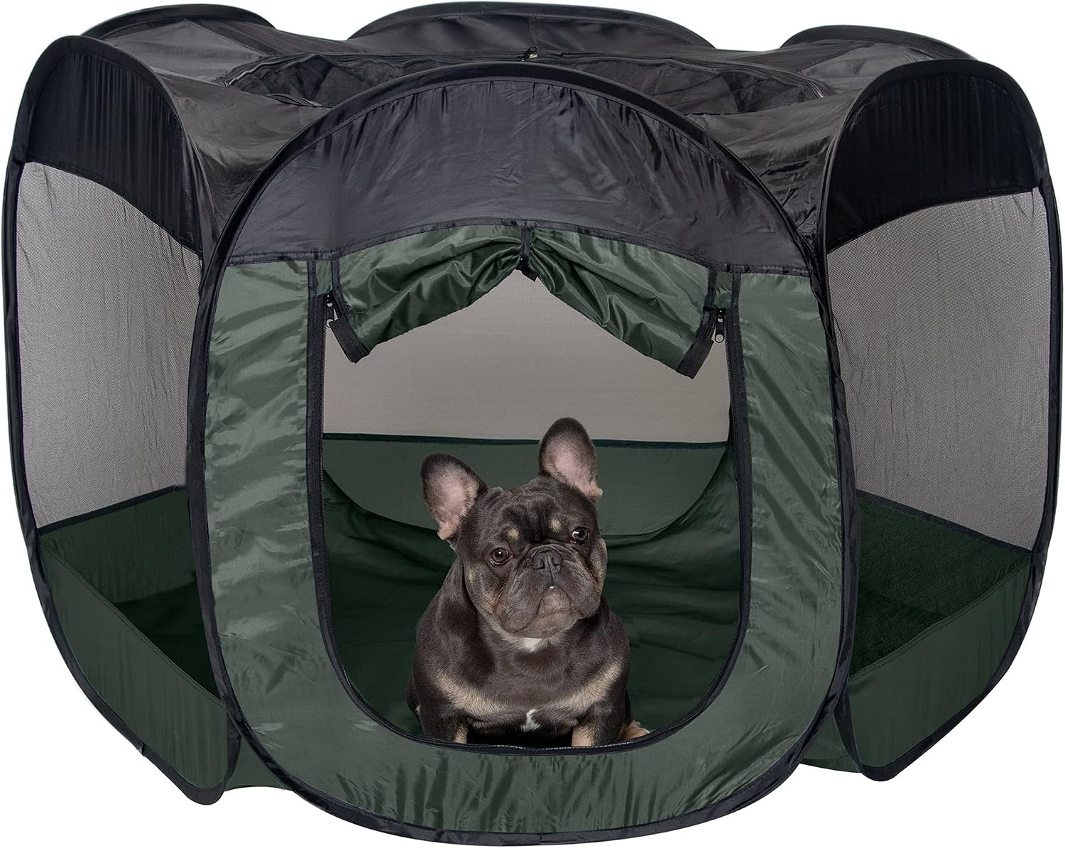 Furhaven Portable Dog Playpen Cat Tent, Pet playground,Kennel foldable indoor outdoor zippered puppy crate - Hunter Green, Medium