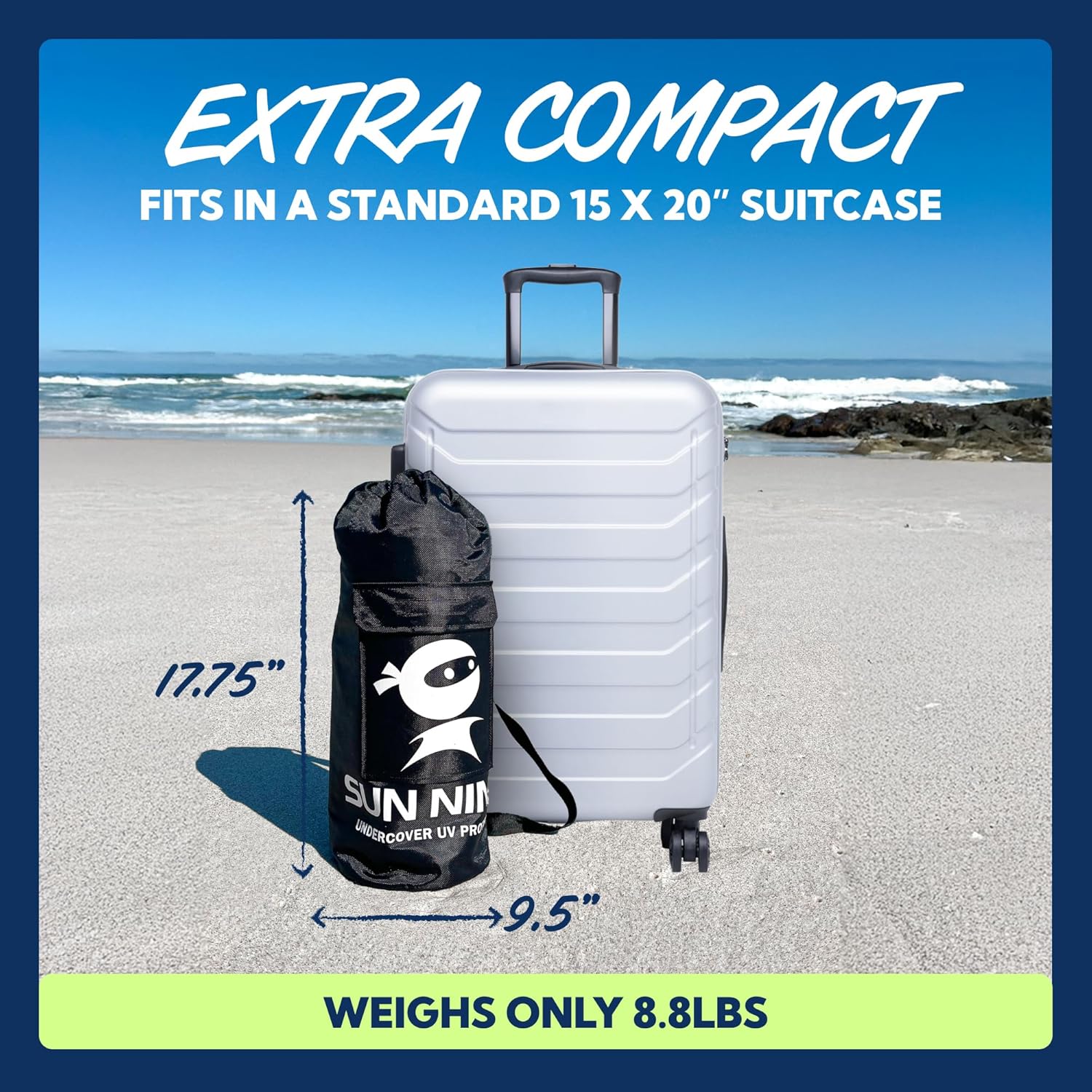 SUN NINJA Beach Tent Sun Shelter, Beach Shade Canopy with UPF50+ Protection