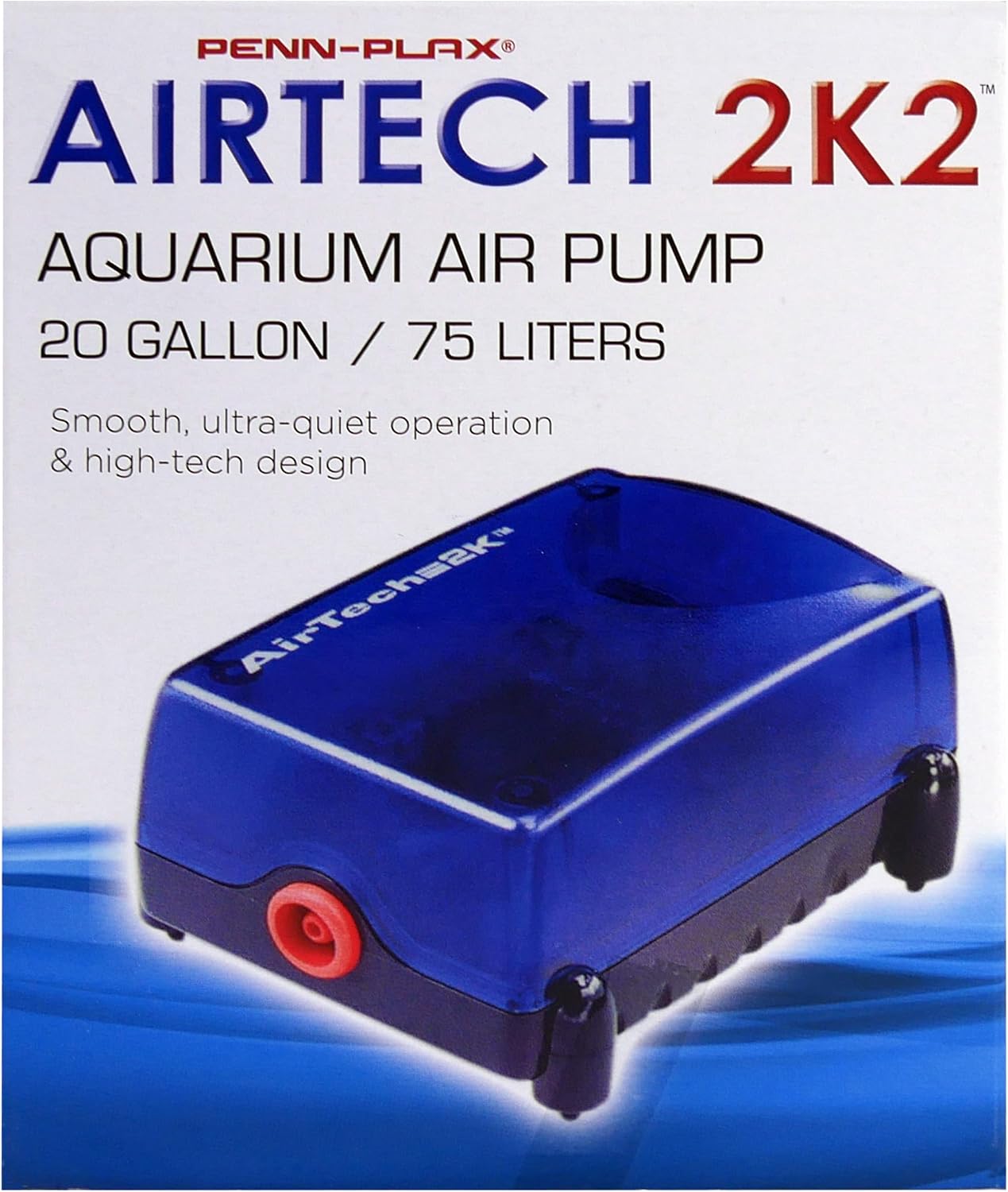 Penn-Plax Air-Tech Aquarium Air Pump | Quiet and Reliable | for Fish Tanks Up to 20 Gallons (AT2K2)