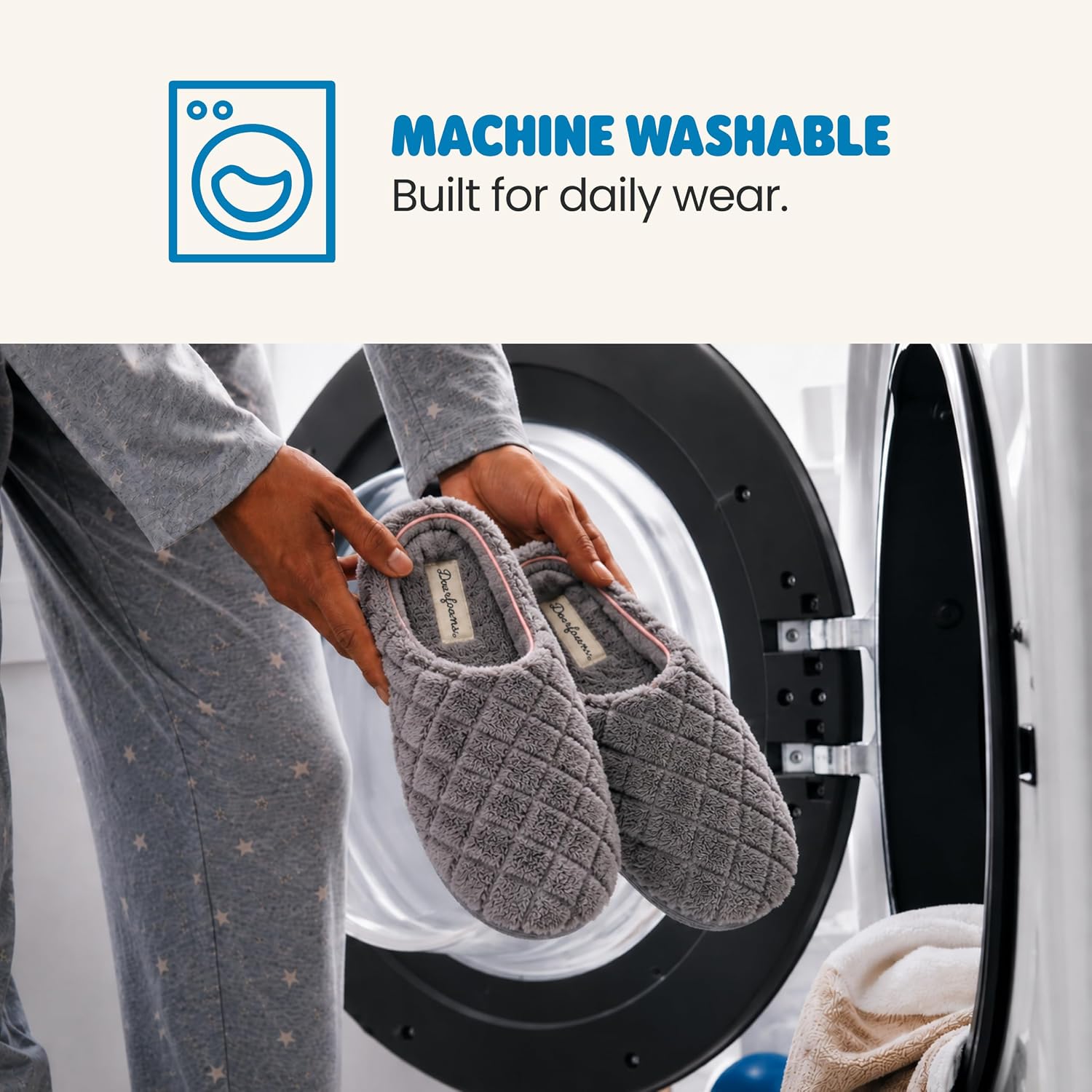 Leslie Terry Clog House Shoes with Memory Foam, Indoor Slippers with Wide Widths