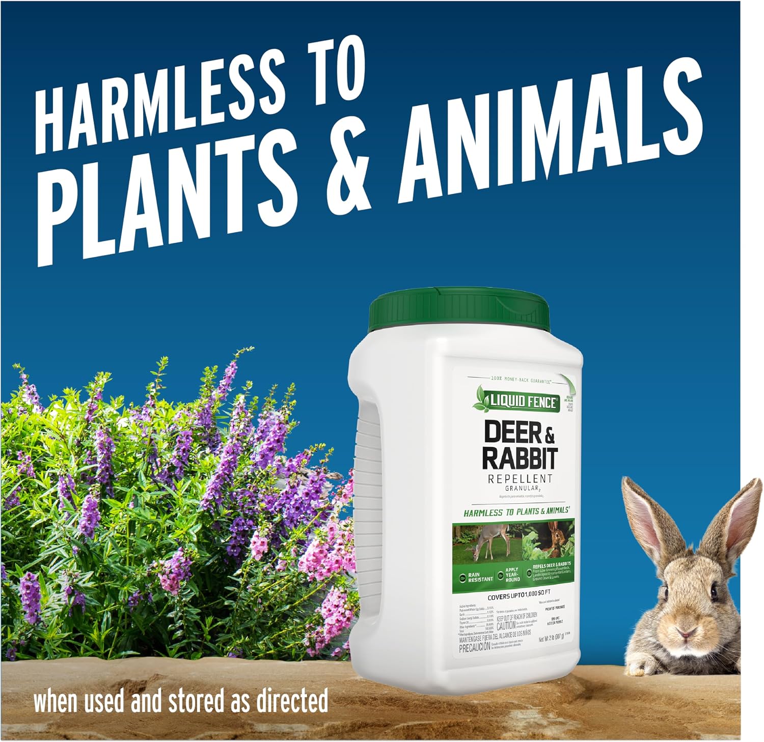 Liquid Fence Deer And Rabbit Repellent Granular 2 Pounds, Apply Year-Round