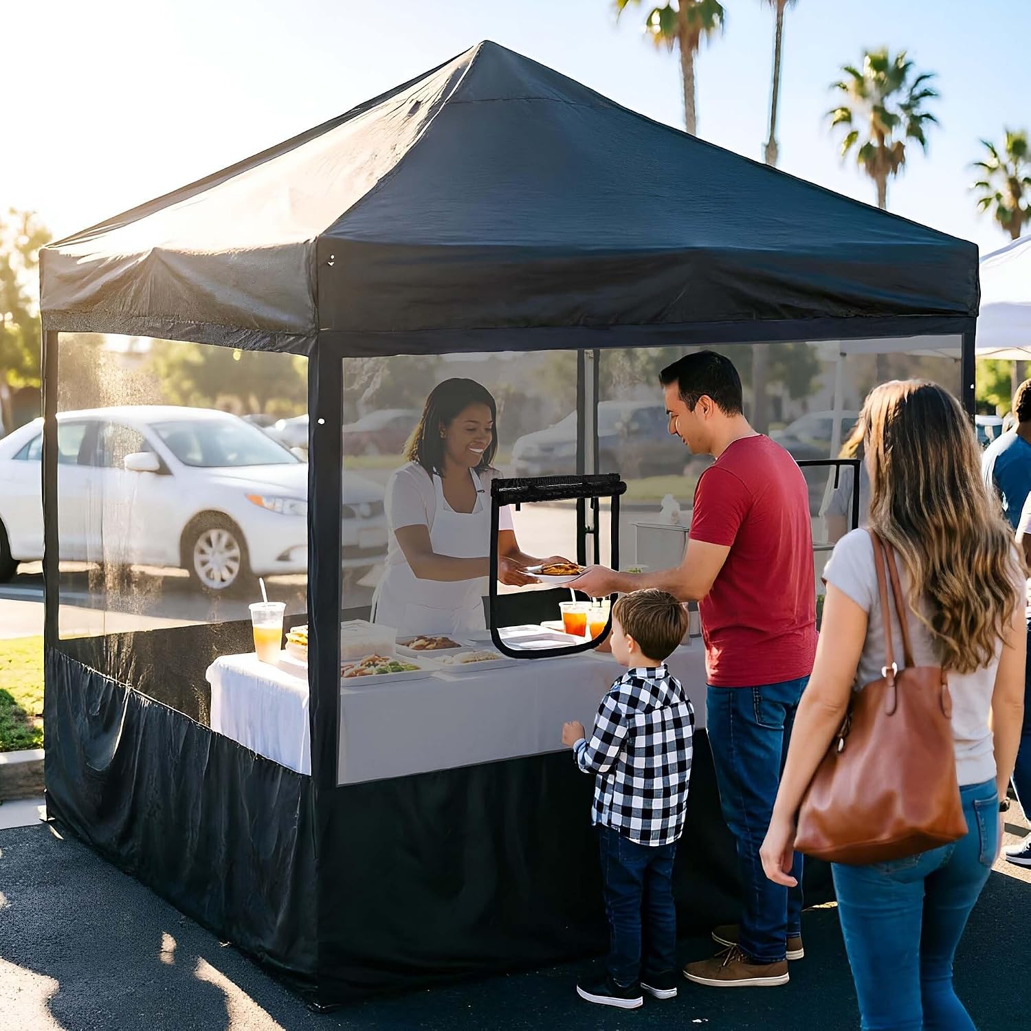 Yescom Pop Up Canopy Half Mesh Sidewall with Window 10x10Ft for Food Booth