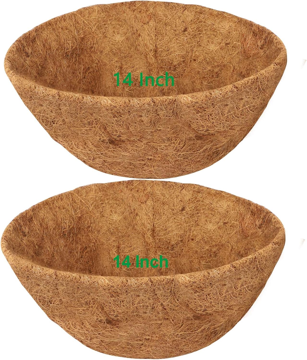 HALEDAZE 2 Pack 14 Inch Round Coco Liners for Hanging Basket