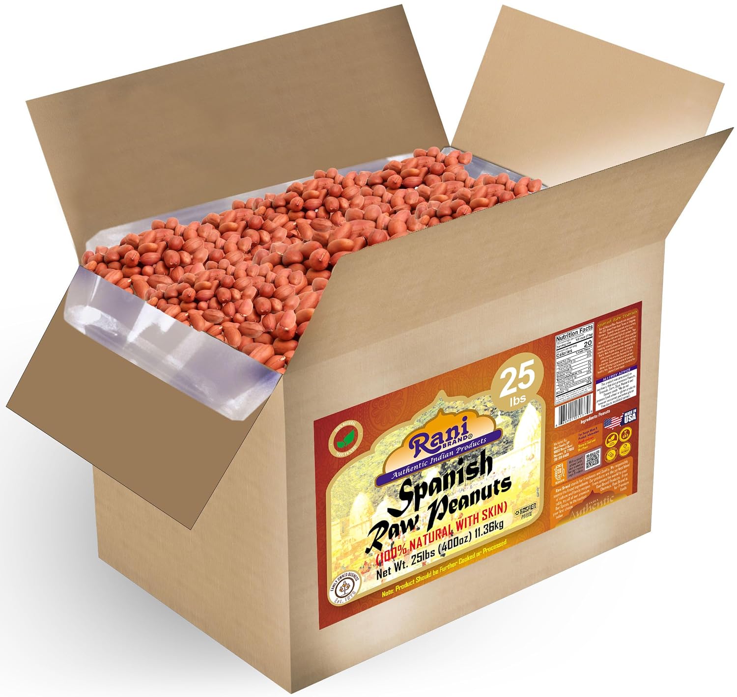 Rani Peanuts, Raw Whole With Skin (uncooked, unsalted) 14oz (400g) ~ All Natural | Vegan | Kosher | Gluten Friendly | Fresh Product of USA ~ Spanish Grade Groundnut/Red-skin