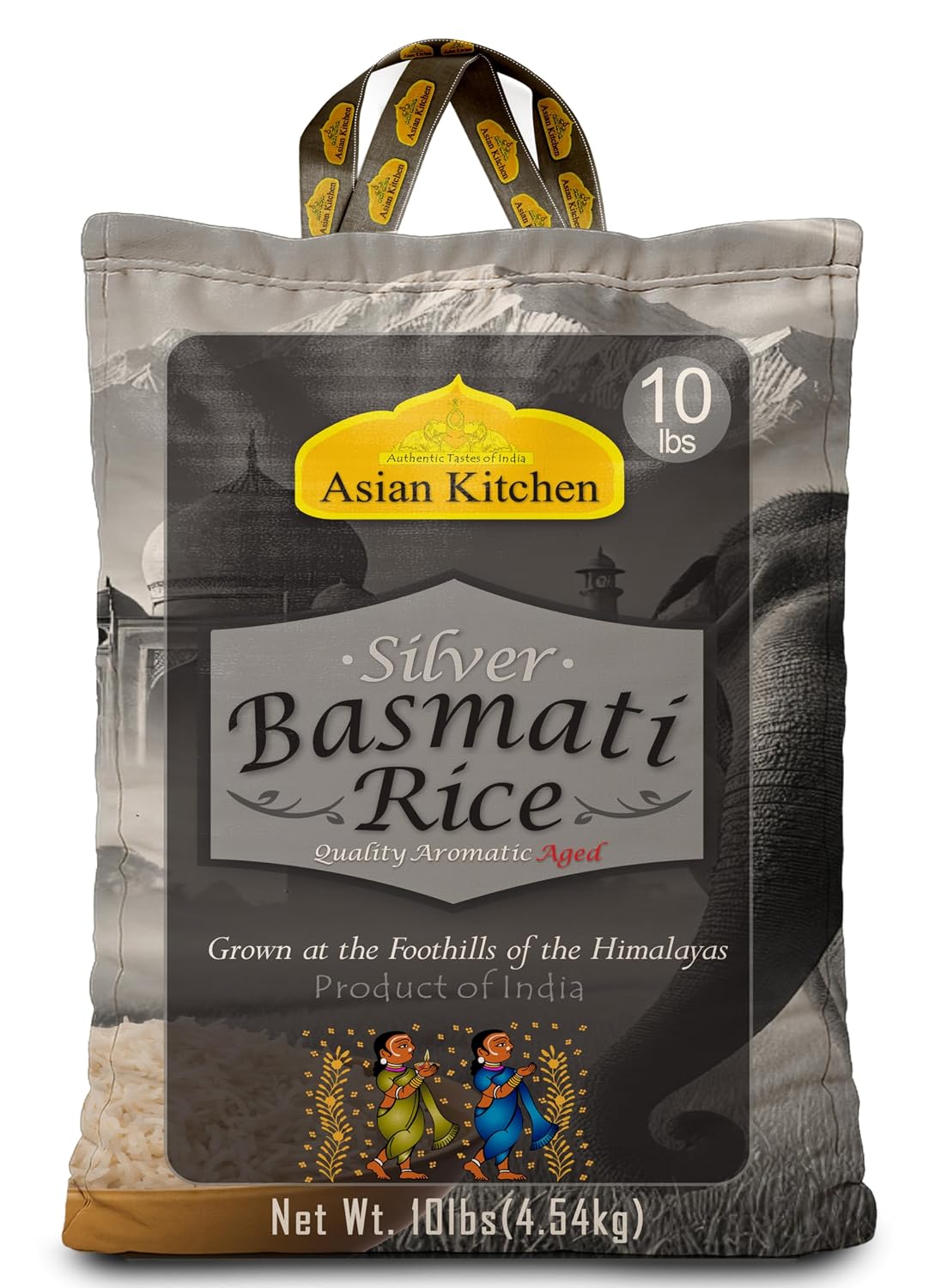 Asian Kitchen Platinum White Basmati Rice Extra Long Aged 20lbs (9.08kg) ~ All Natural | Gluten Friendly | Vegan | Indian Origin | Export Quality