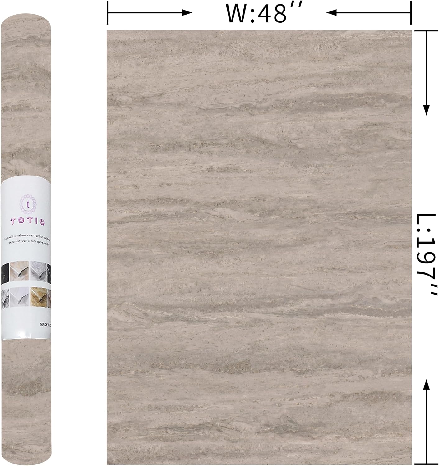 48x197inch Extra Wide Grey Marble Wallpaper Peel Stick Matte Thick Waterproof Adhesive Furniture Sticker Dark Gray Granite Textured Countertop Contact Paper Vinyl Wall Sticker for Bedroom Living Room