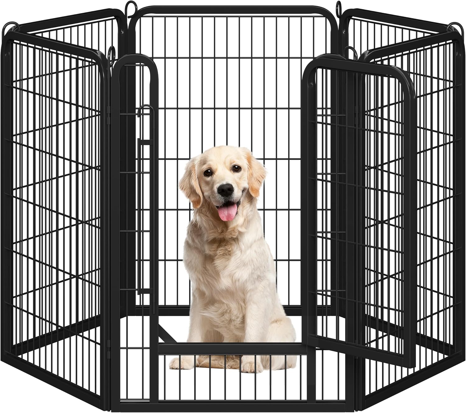 Yaheetech Dog Playpen 24in 16 Panels Pet Fence for Indoor Yard RV Camping | Easy Setup, Heavy Duty Rustproof Frame with Secure Latch Door, DIY Layouts,Foldable Storage, for Puppies & Small Dogs