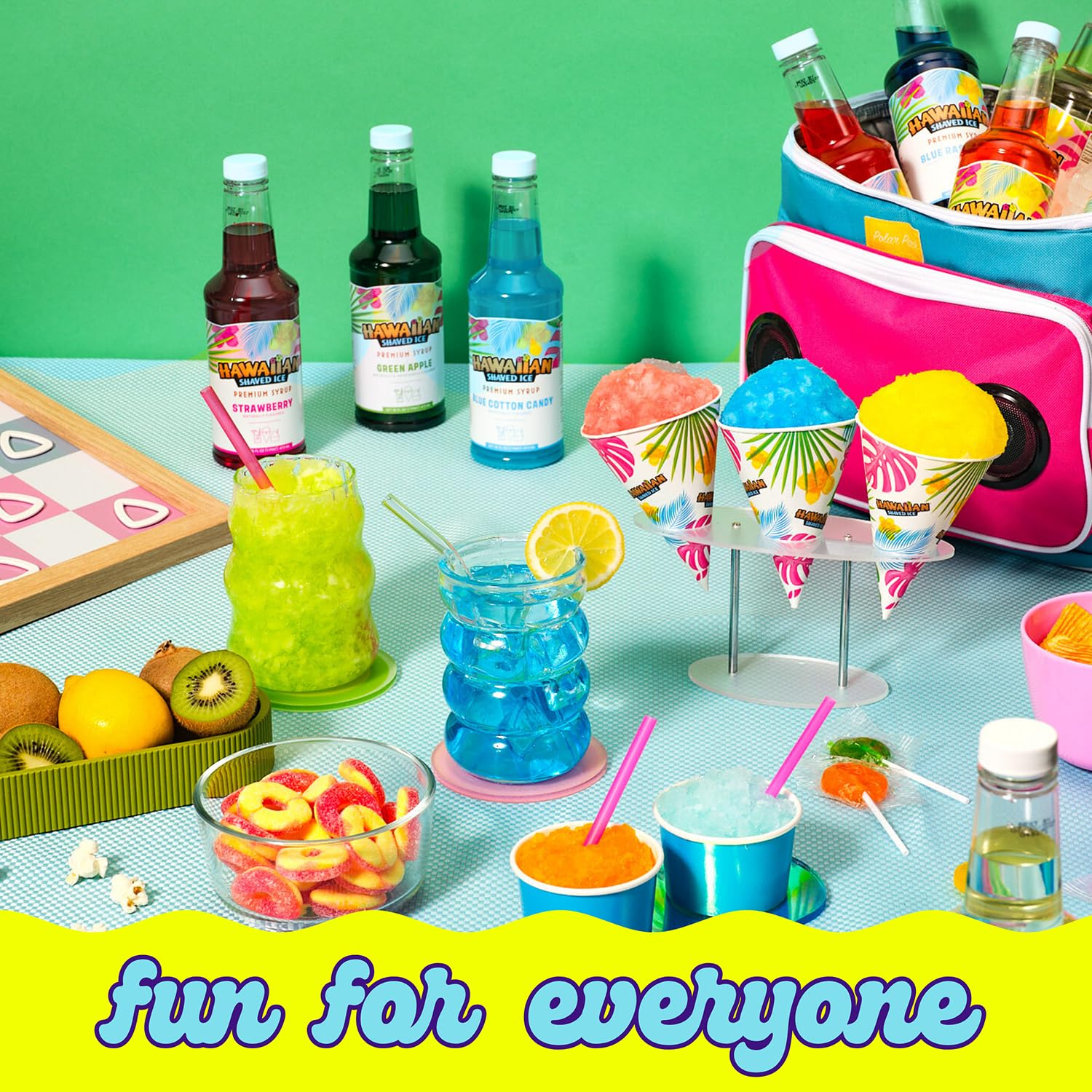 Hawaiian Shaved Ice Blue Raspberry Syrup - Made Nut Soy Dairy Free in the USA - Flavor Fluffy Shaved & Crunchy Snow Cone - Shelf Stable After Opening - Makes 8 Servings - 16 ounces