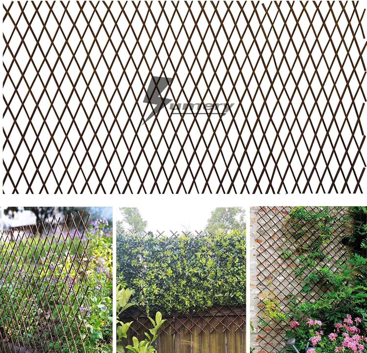 Sumery Nature Willow Trellis Expandable Plant Support Plant Climbing Lattices Trellis Willow Expandable Trellis Fence for Climbing Plants Support