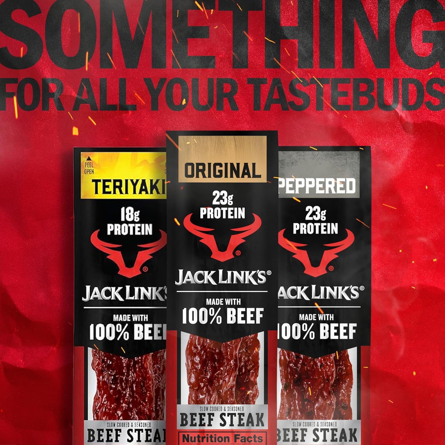 Jack Link's Beef Steak, Original - Protein Snacks, Jerky Meat Snack with 23g of Protein, Made with 100% Beef, Individually Wrapped Bulk Snack Pack, Keto Friendly - 2 Oz. (12 Count)