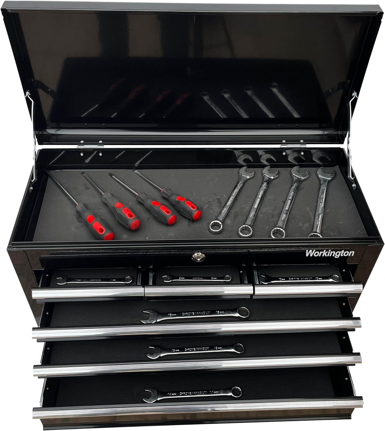 Workington Portable Metal Tool Chest with 6 Drawers, 24" 6-Drawer Tool Chest Cabinet with Ball Bearing Drawer Slides