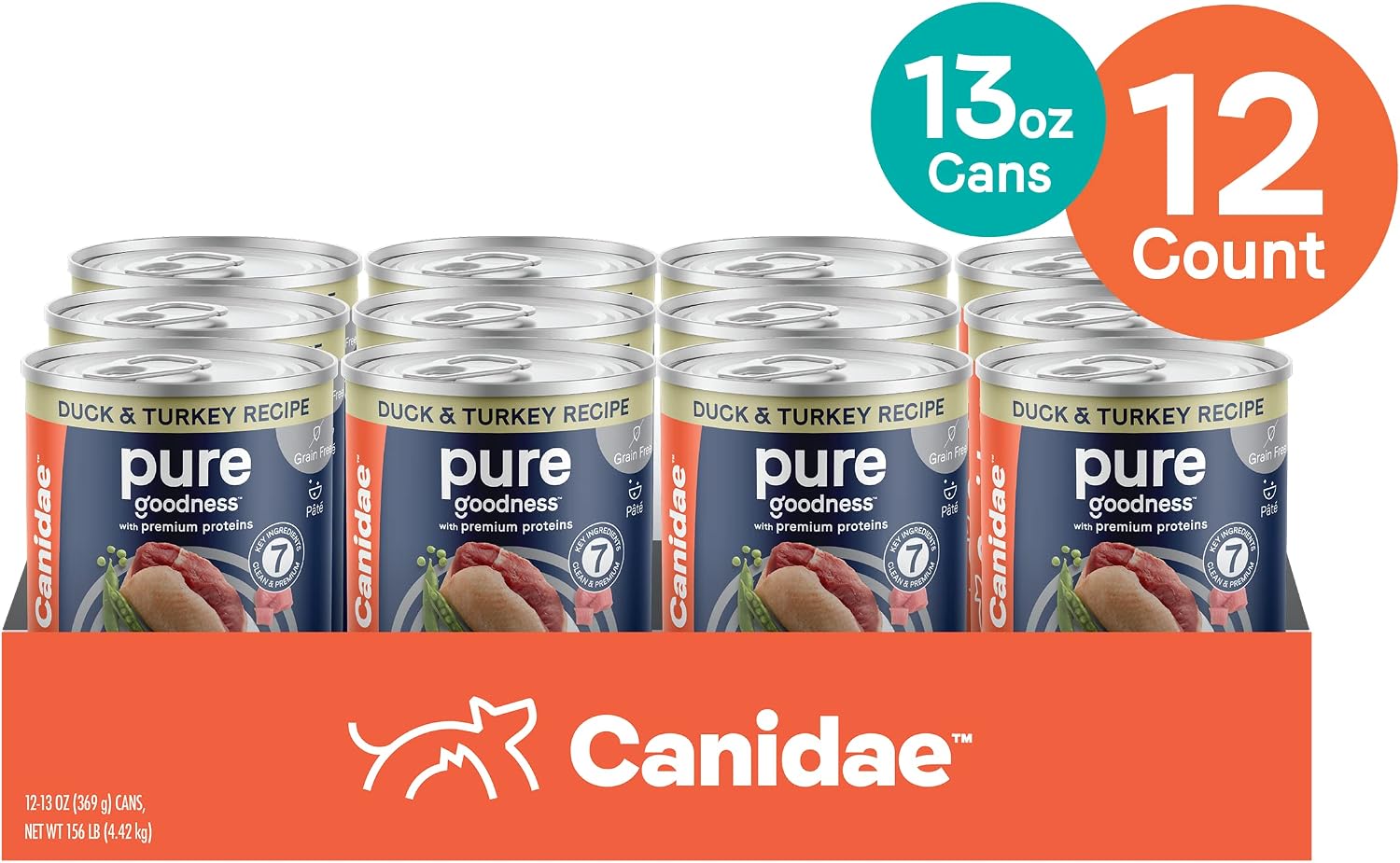 CANIDAE Pure Goodness Wet Dog Food, Salmon & Sweet Potato, 13 oz, 12 Pack