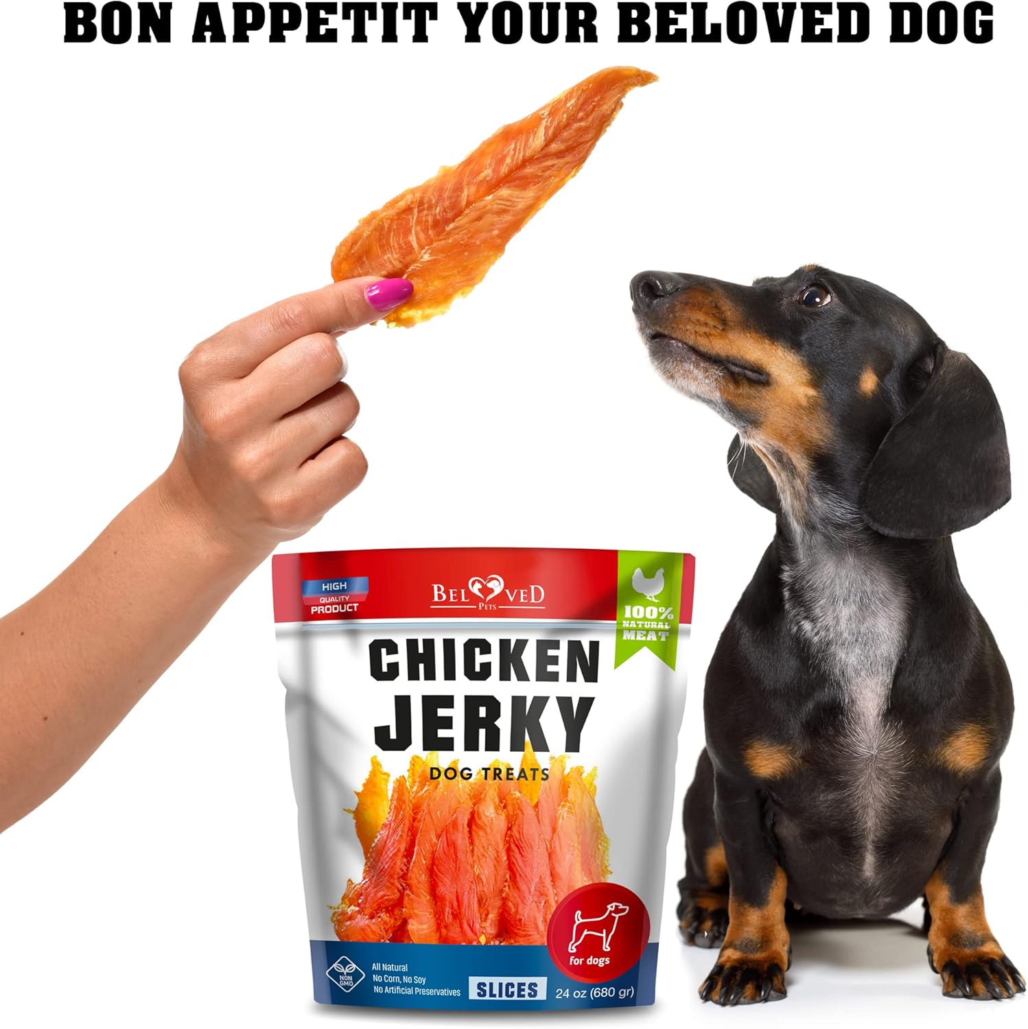 Beloved Pets Dog Treats Chicken Jerky 1.5 lb – Dog Food & High Protein Chews for Large