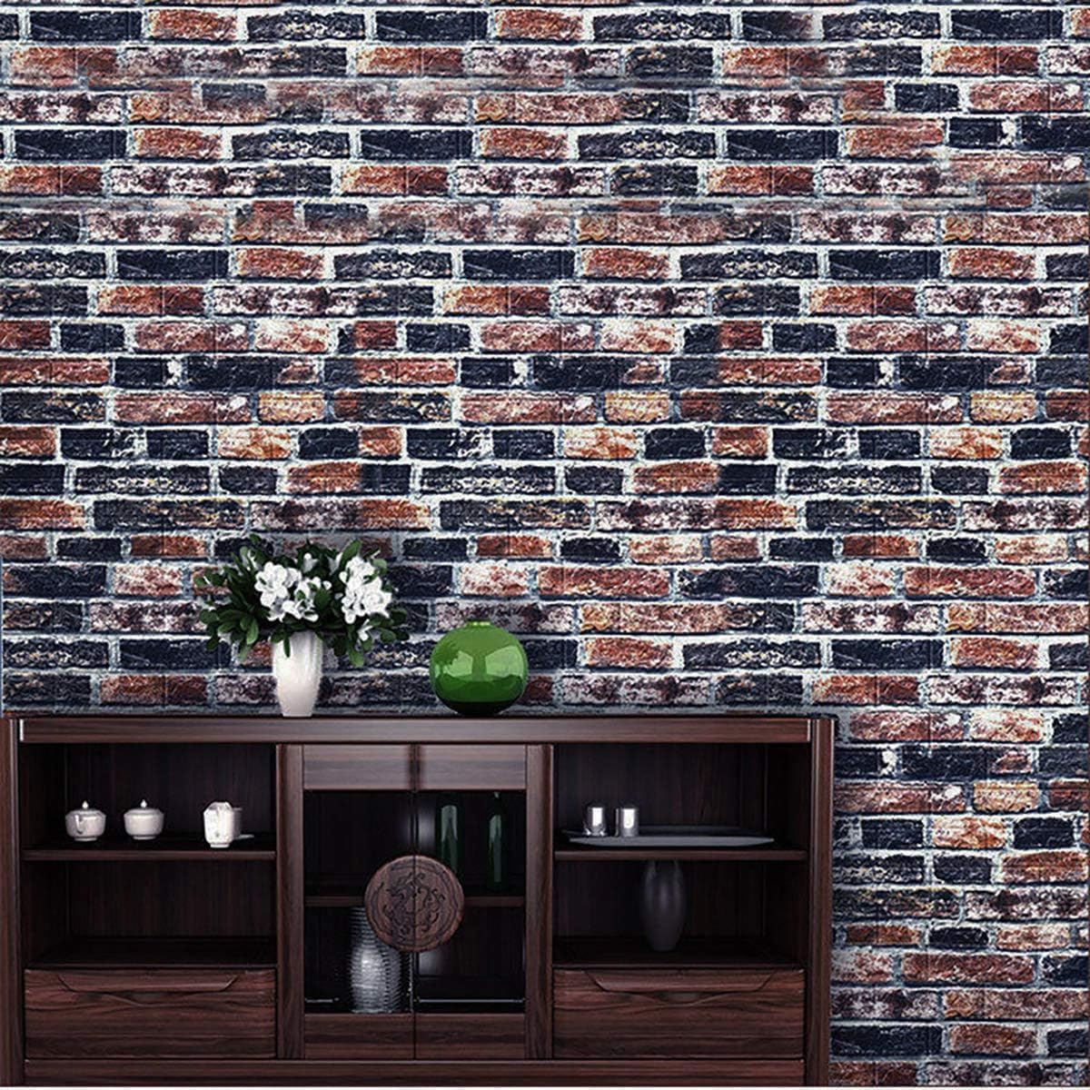 3D Self Adhesive Foam Wall Panels, 10 Tiles Cover 57 sq feet, Peel and Stick Brick Wallpaper for Living Room Bedroom Wall Decoration